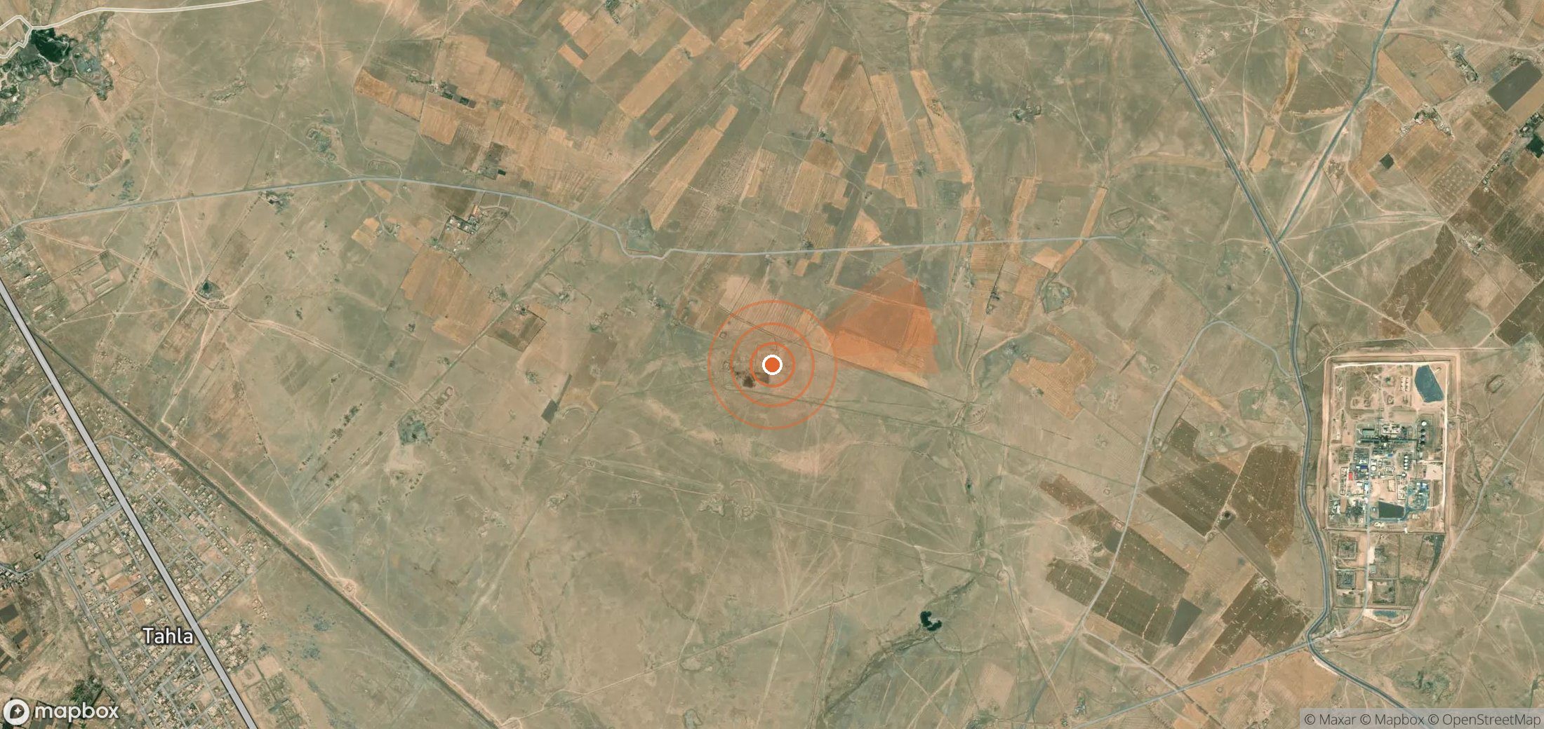 Mapa satelital de plumas de metano en Siria