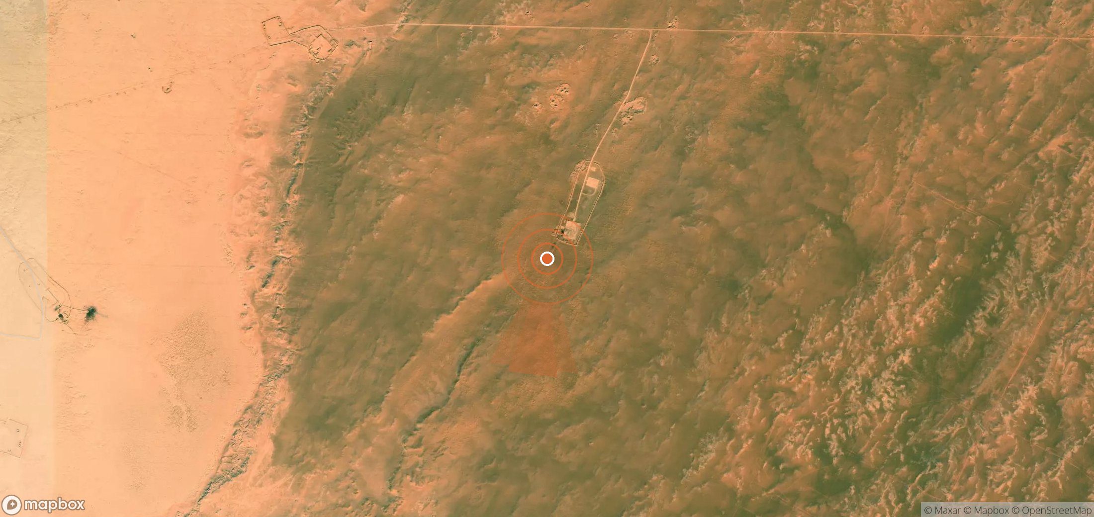 Satellite map of methane plume locations in Algeria