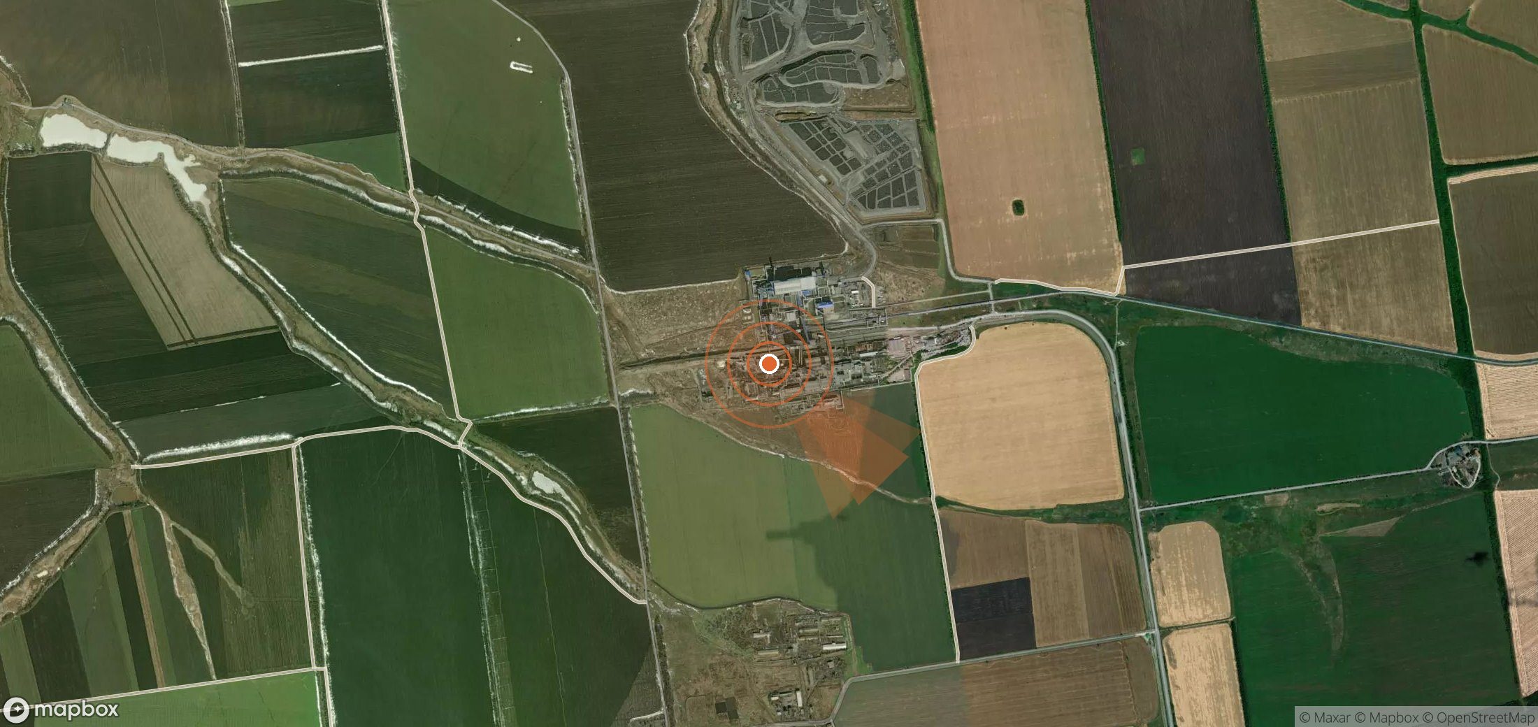 Satellite map of methane plume locations in Ukraine