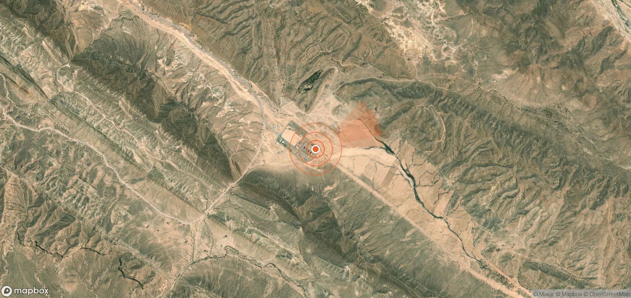 Mapa satelital de plumas de metano en Irán