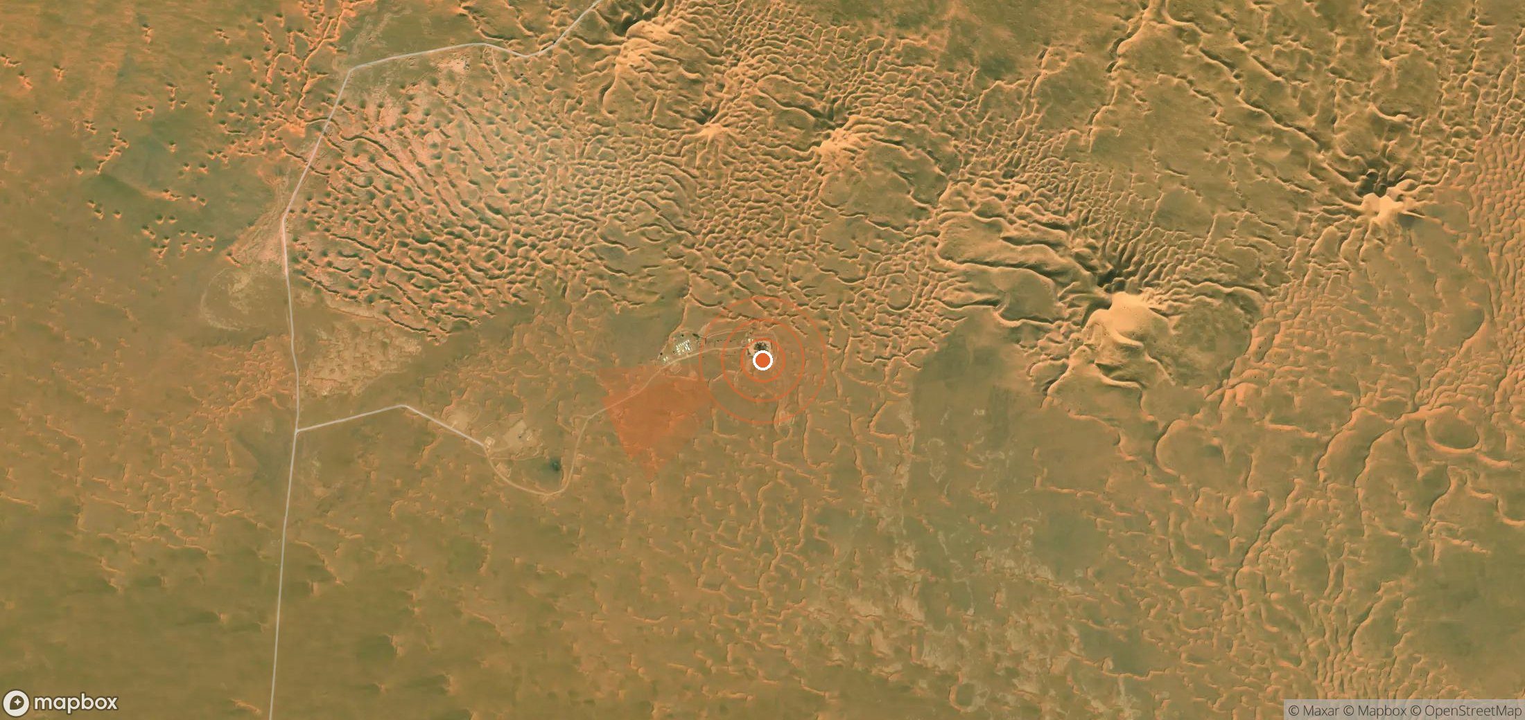 Mapa satelital de plumas de metano en Argelia