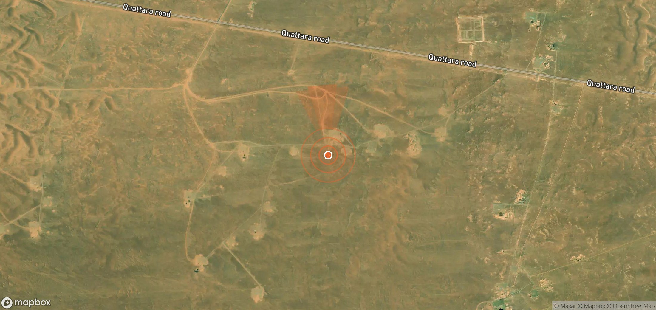 Mapa satelital de plumas de metano en Egipto