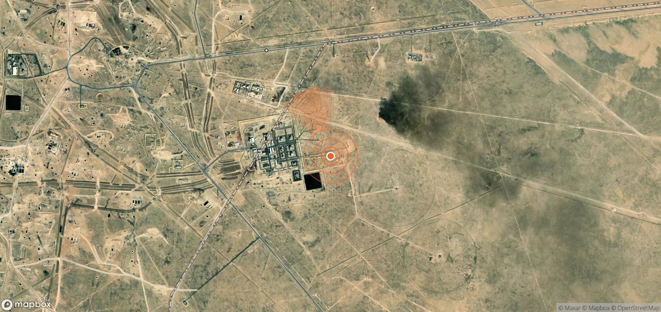 Mapa satelital de plumas de metano en Kuwait