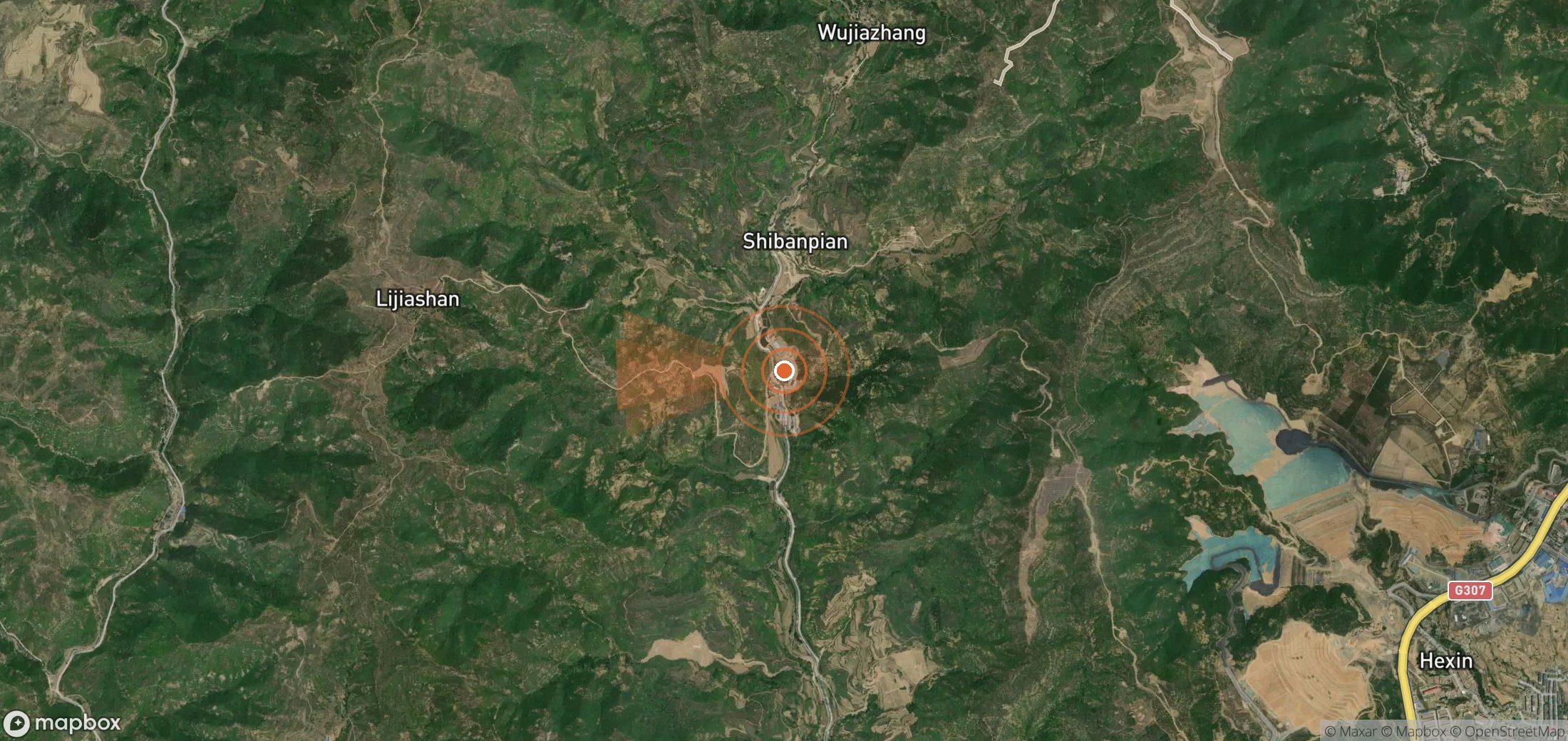 Satellite map of methane plume locations in China