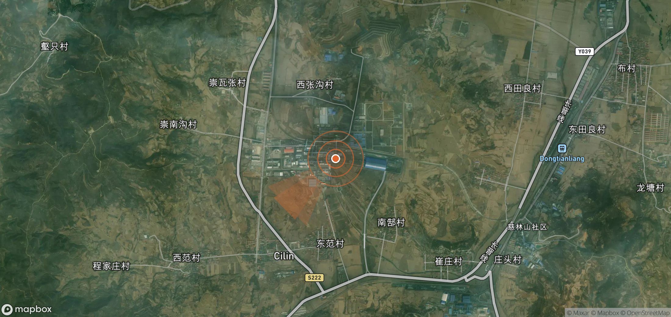 Satellite map of methane plume locations in China