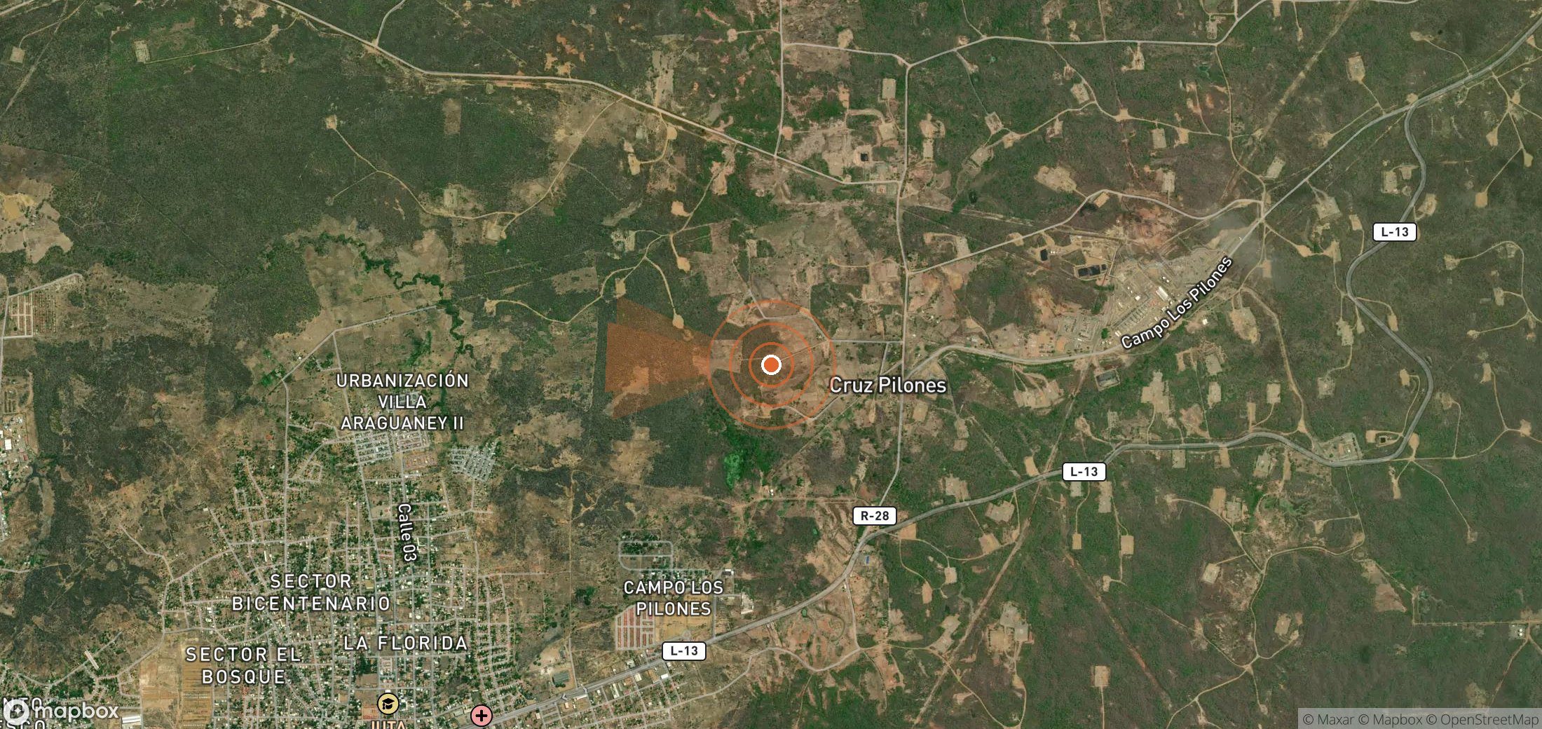 Satellite map of methane plume locations in Venezuela