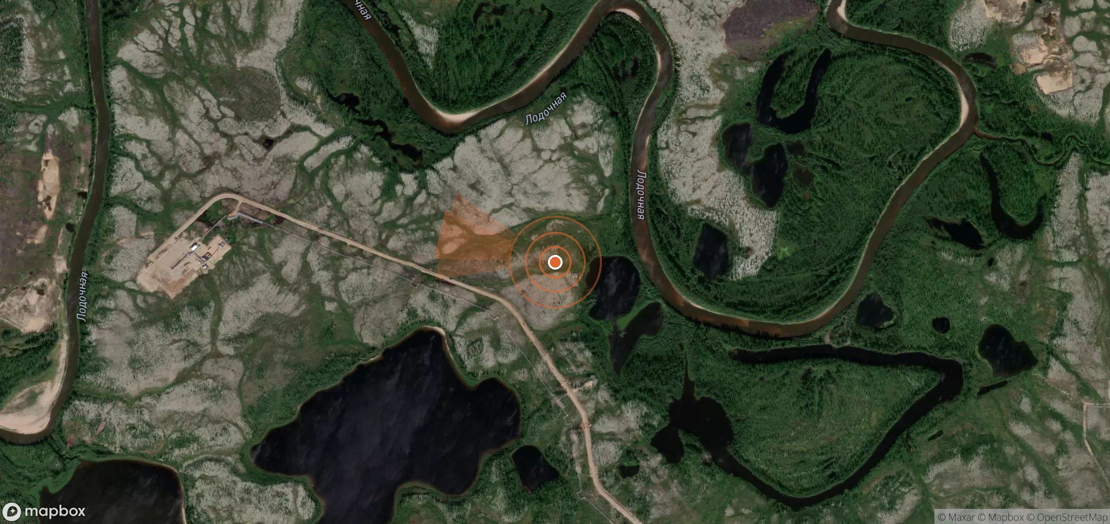 Satellite map of methane plume locations in Russia