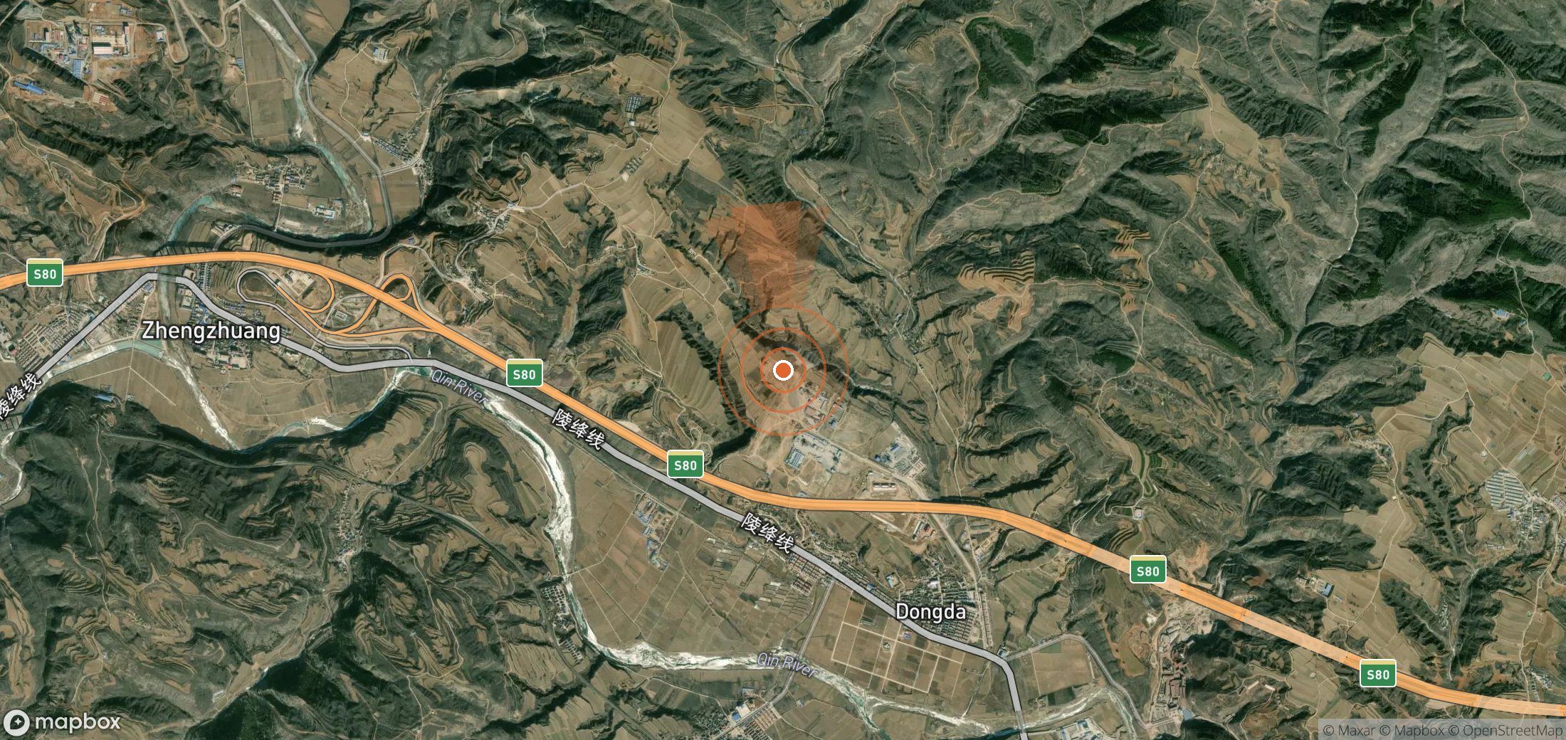 Satellite map of methane plume locations in China