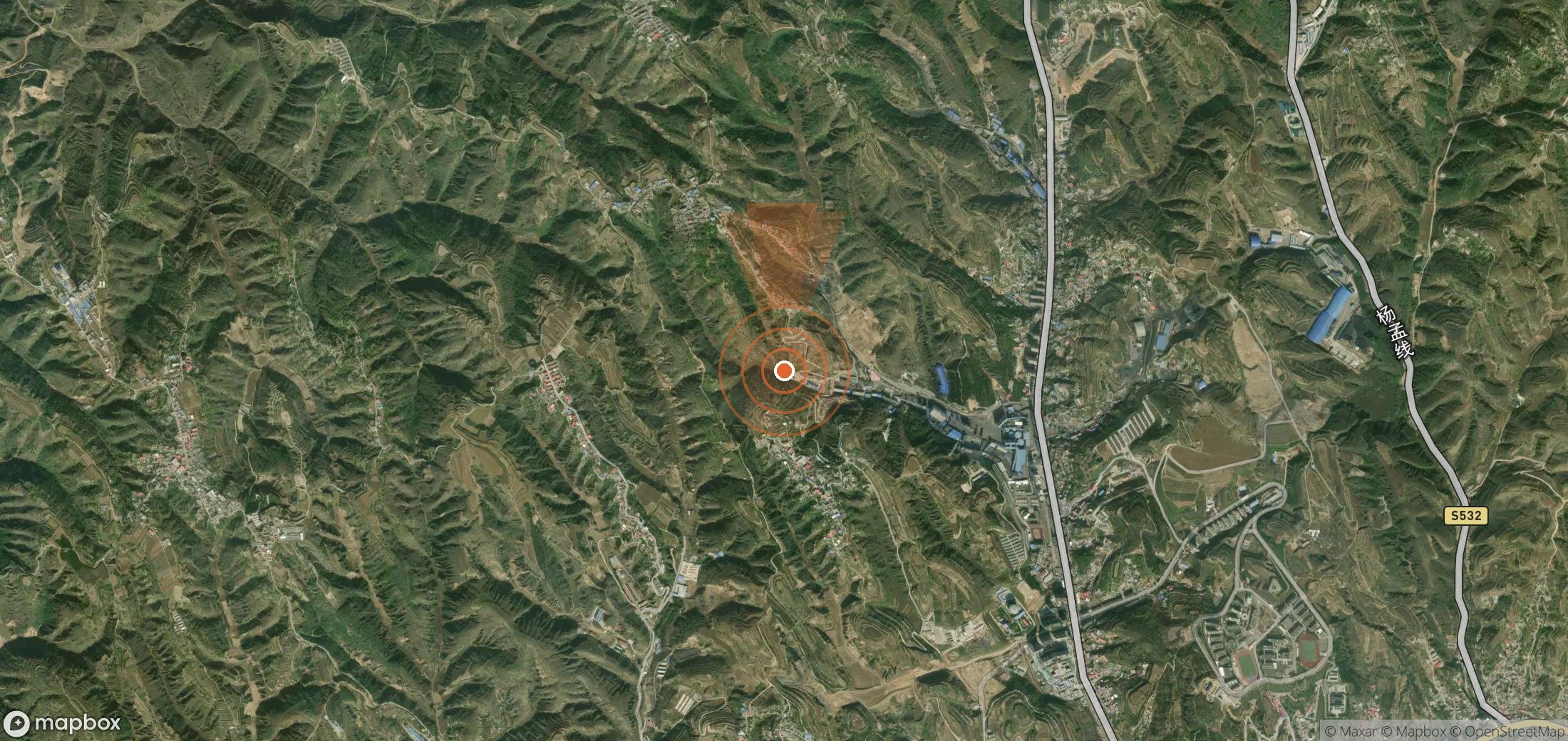 Mapa satelital de plumas de metano en China