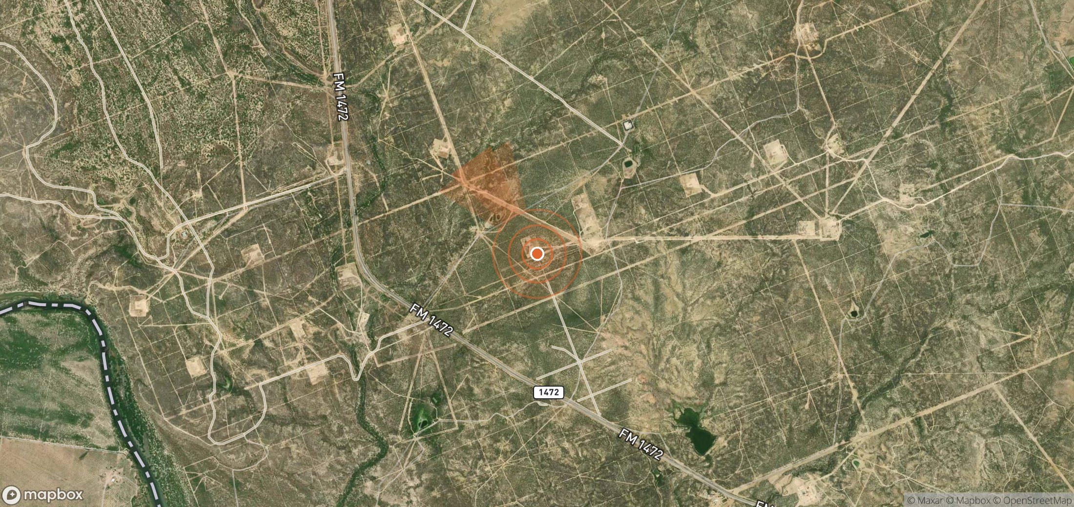 Mapa satelital de plumas de metano en Estados Unidos
