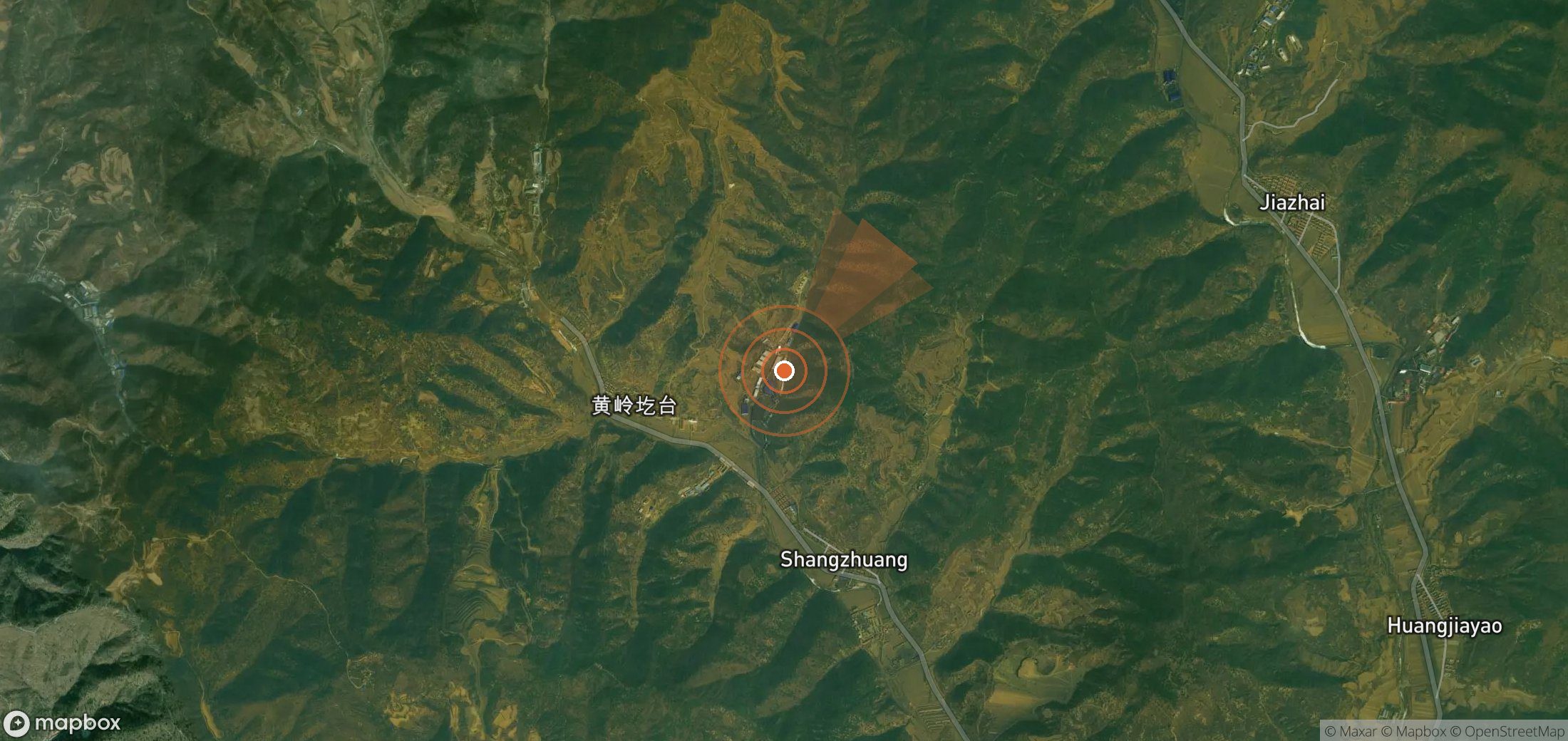 Satellite map of methane plume locations in China