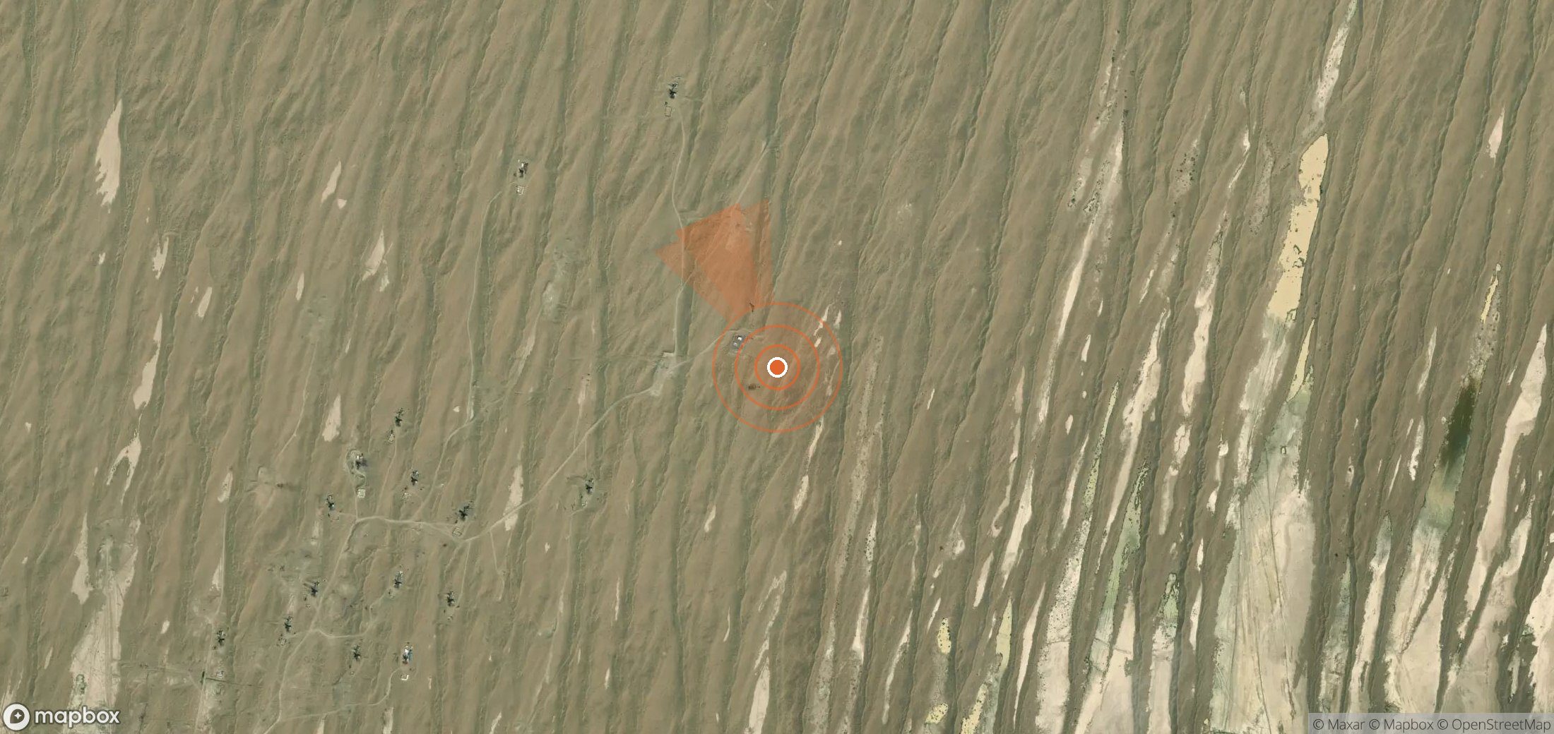 Satellite map of methane plume locations in Turkmenistan