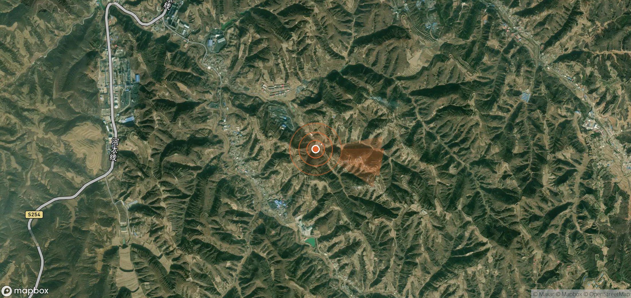 Satellite map of methane plume locations in China