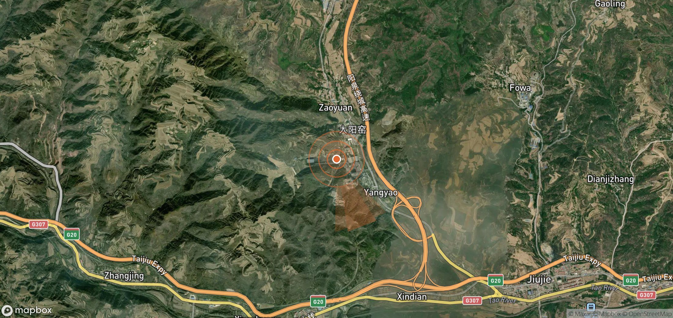 Satellite map of methane plume locations in China