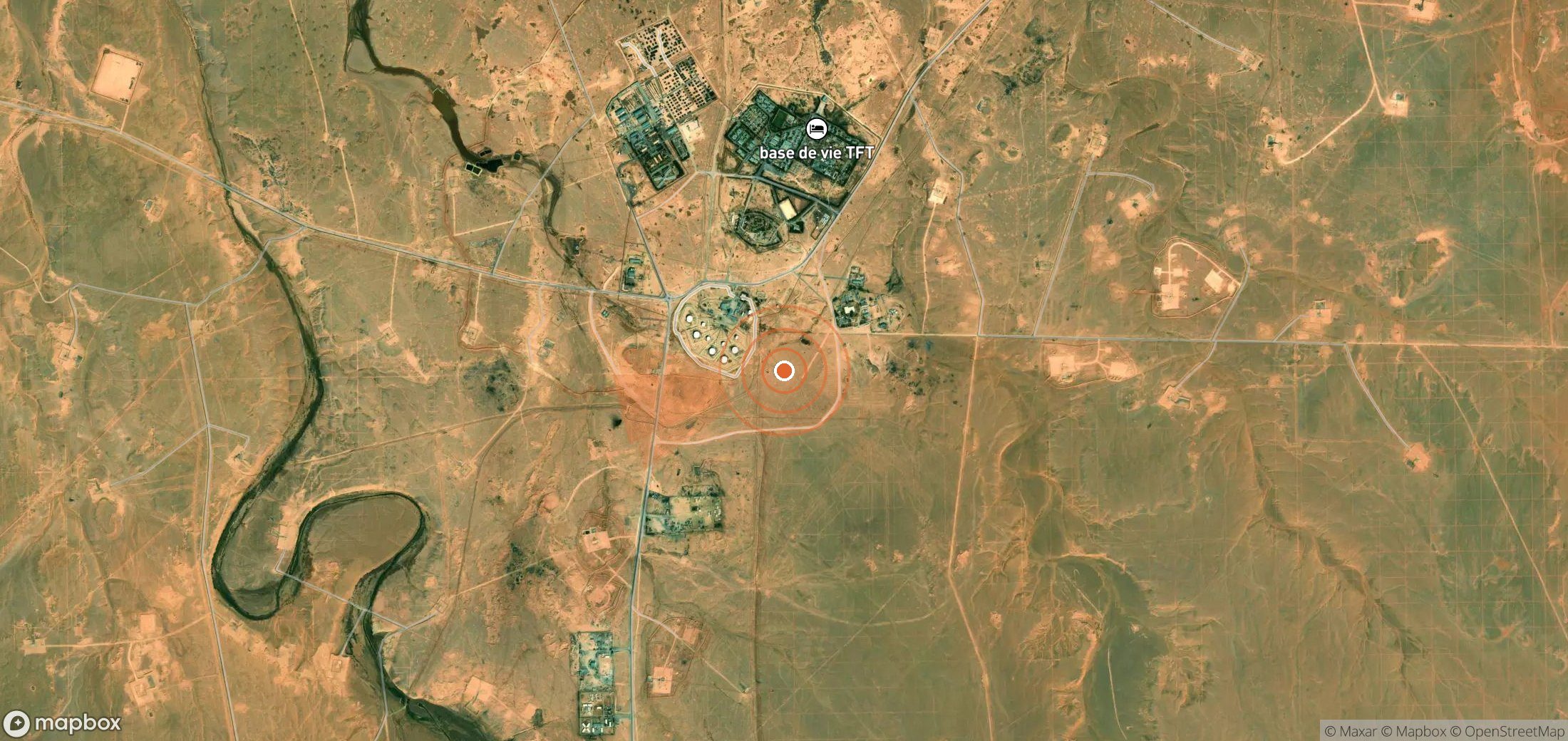 Satellite map of methane plume locations in Algeria