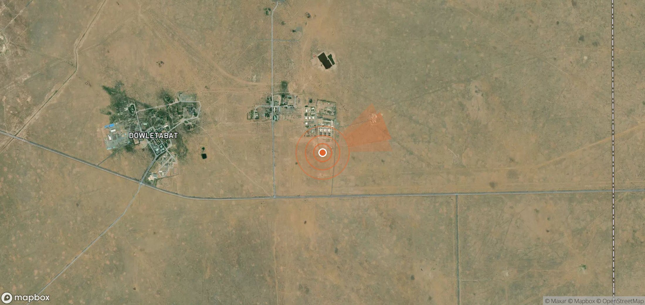 Satellite map of methane plume locations in Turkmenistan