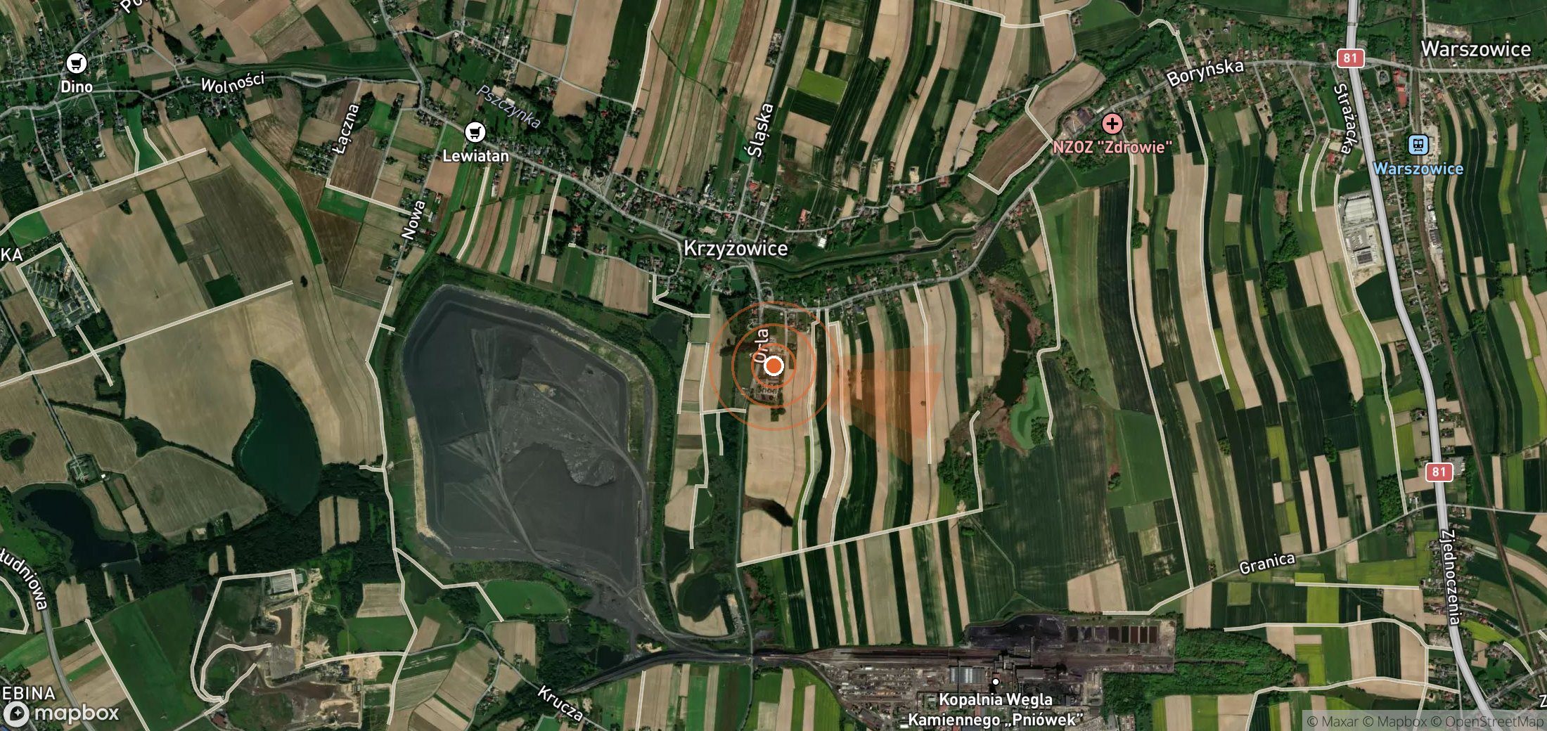 Mapa satelital de plumas de metano en Polonia