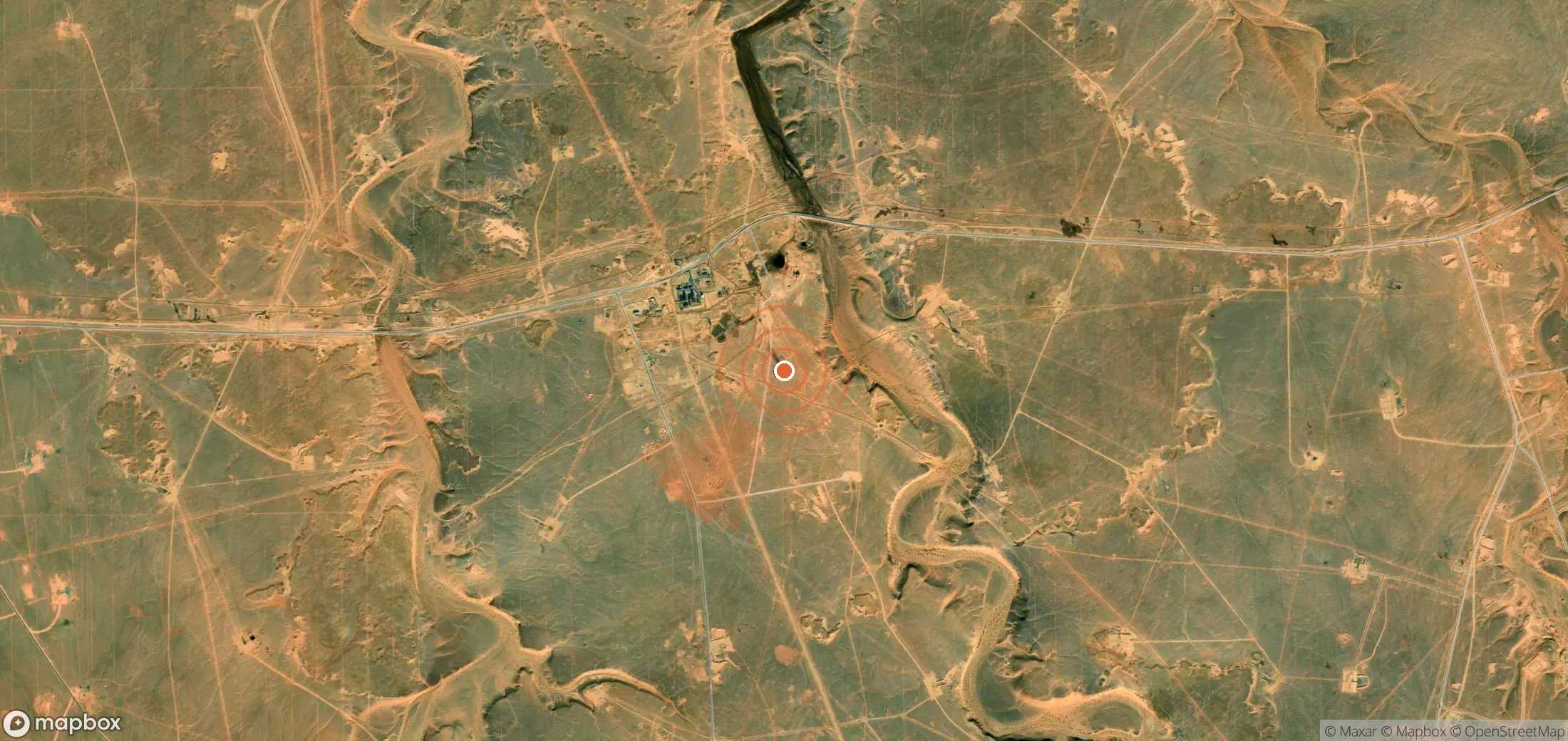 Mapa satelital de plumas de metano en Argelia