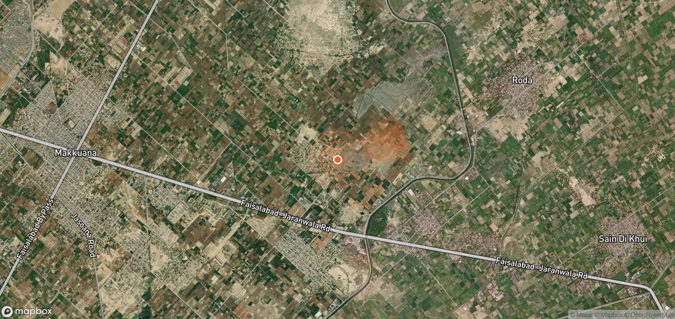 Satellite map of methane plume locations in Pakistan