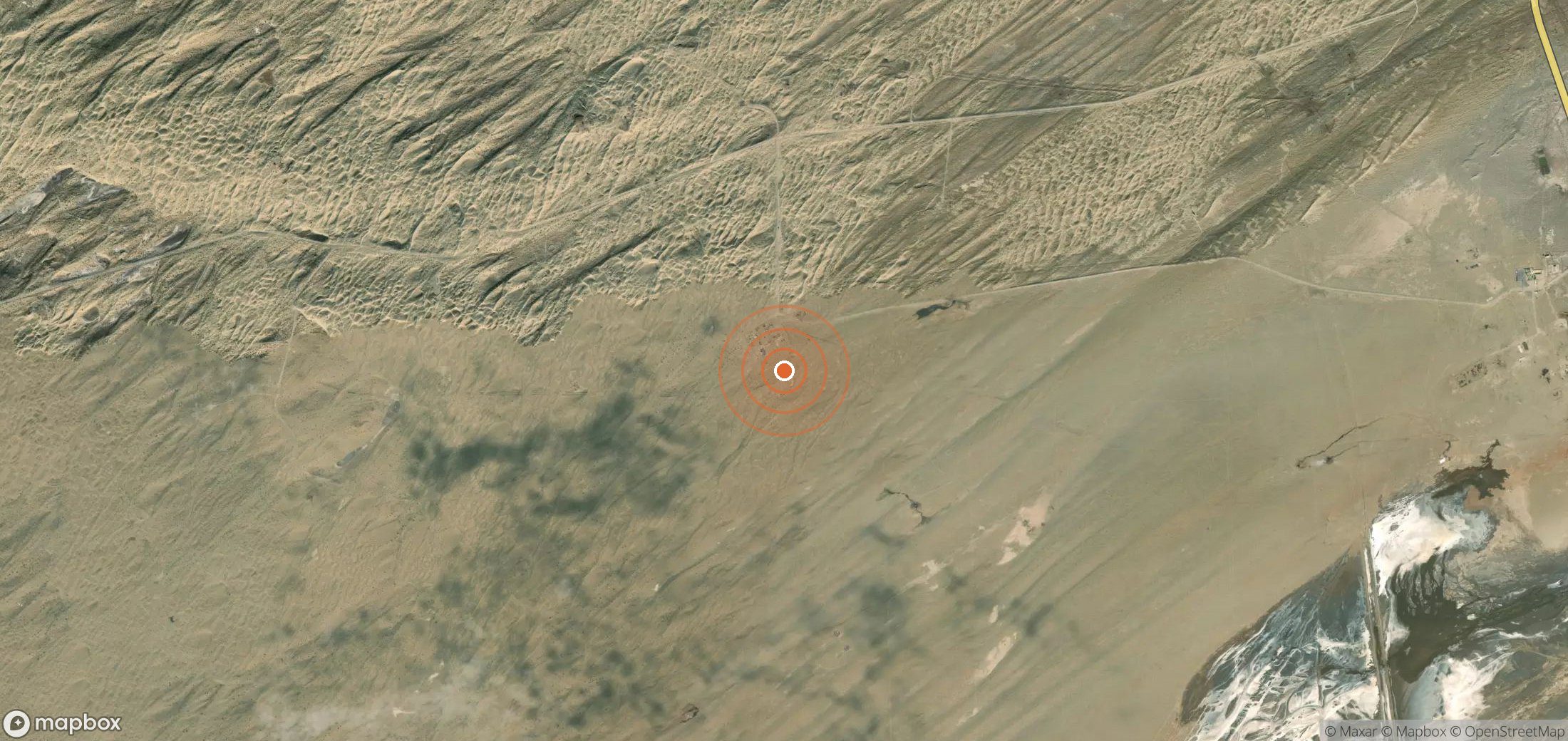 Satellite map of methane plume locations in Turkmenistan