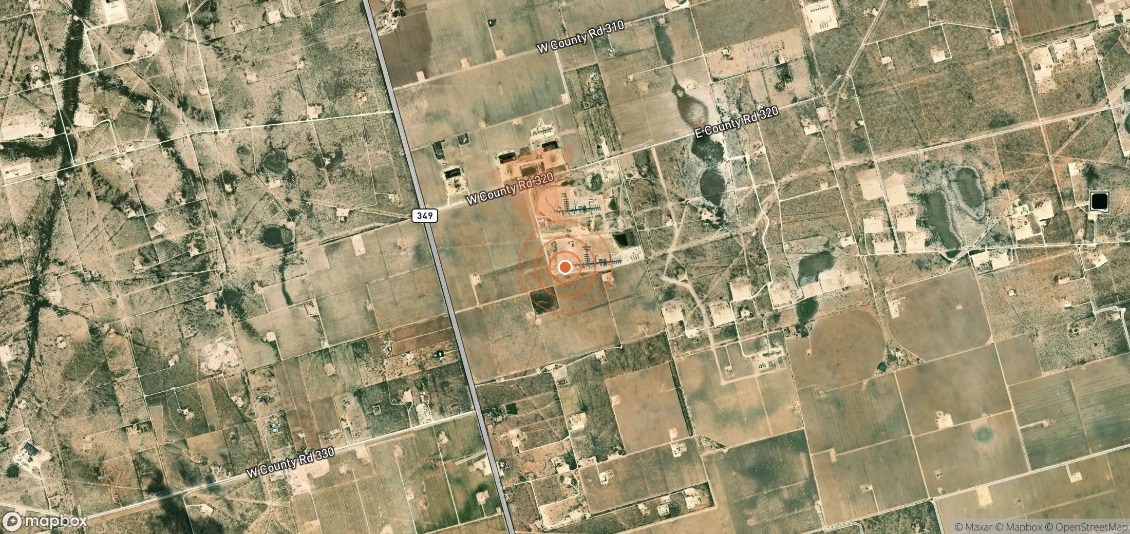 Satellite map of methane plume locations in United States