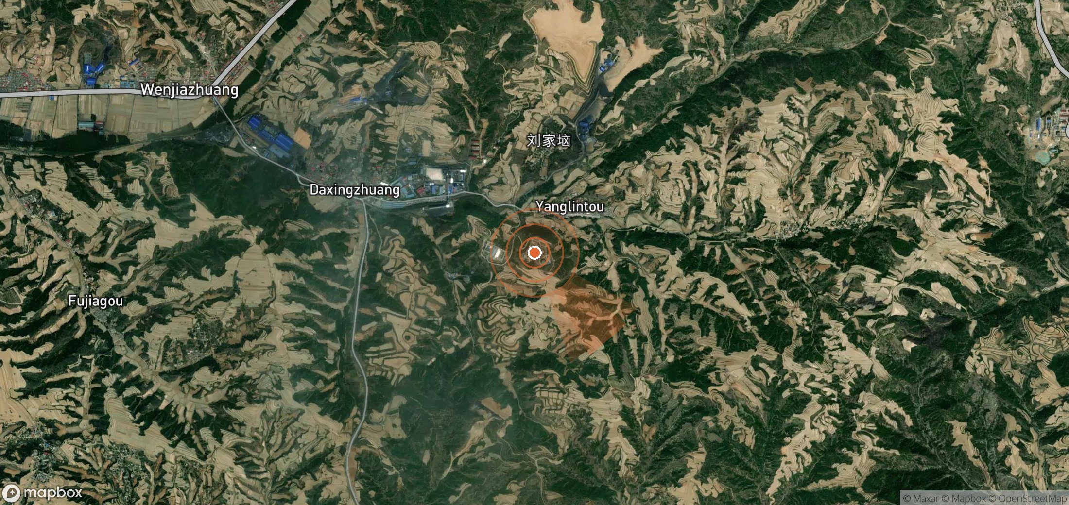 Satellite map of methane plume locations in China