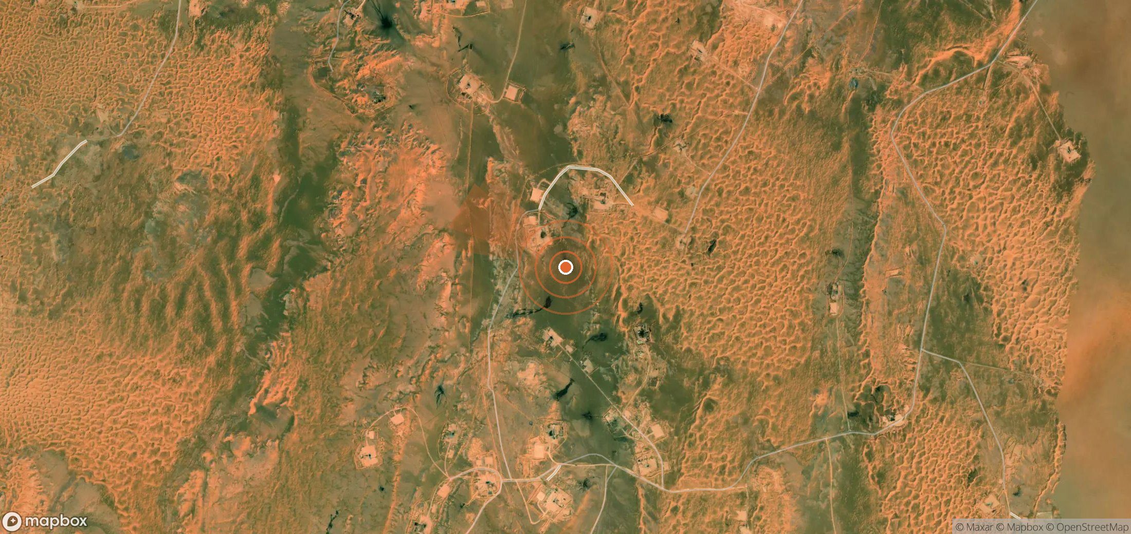 Mapa satelital de plumas de metano en Argelia