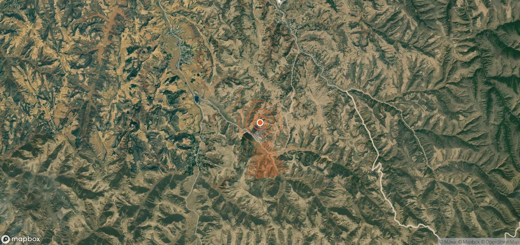 Satellite map of methane plume locations in China