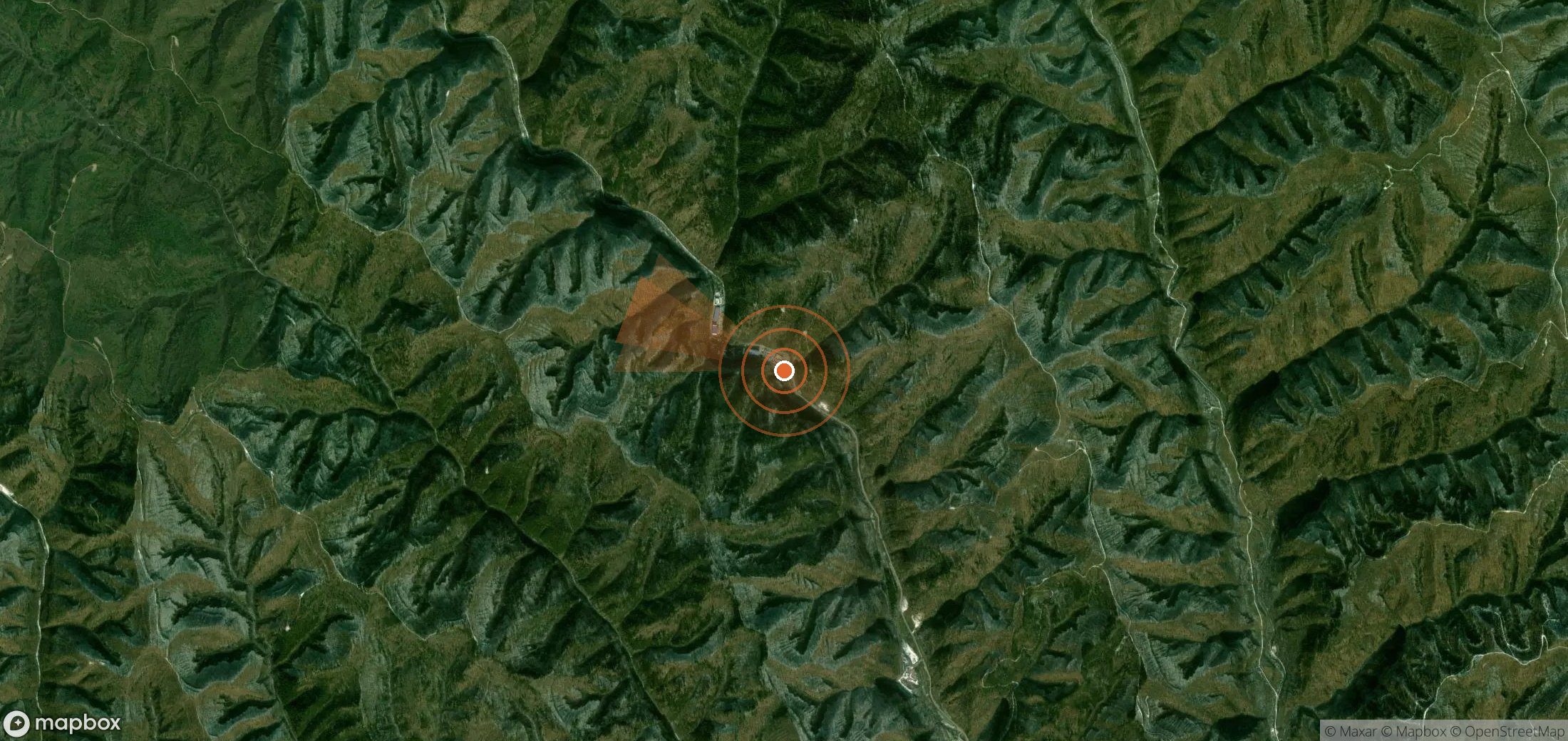 Satellite map of methane plume locations in China