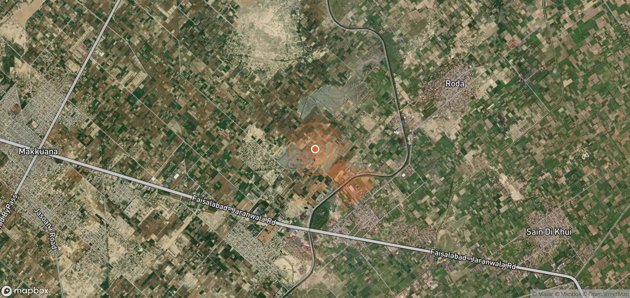 Mapa satelital de plumas de metano en Pakistán