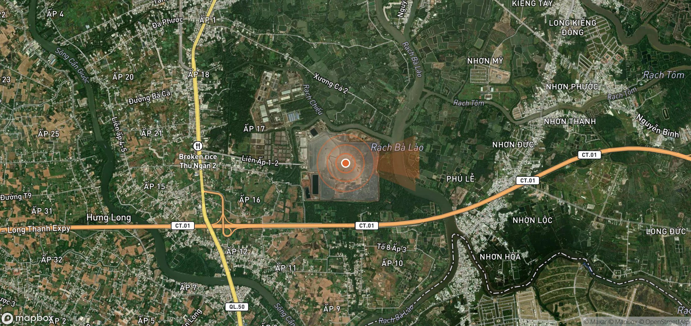 Satellite map of methane plume locations in Vietnam