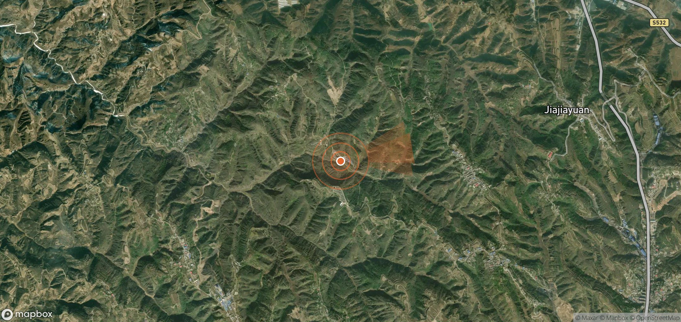 Satellite map of methane plume locations in China