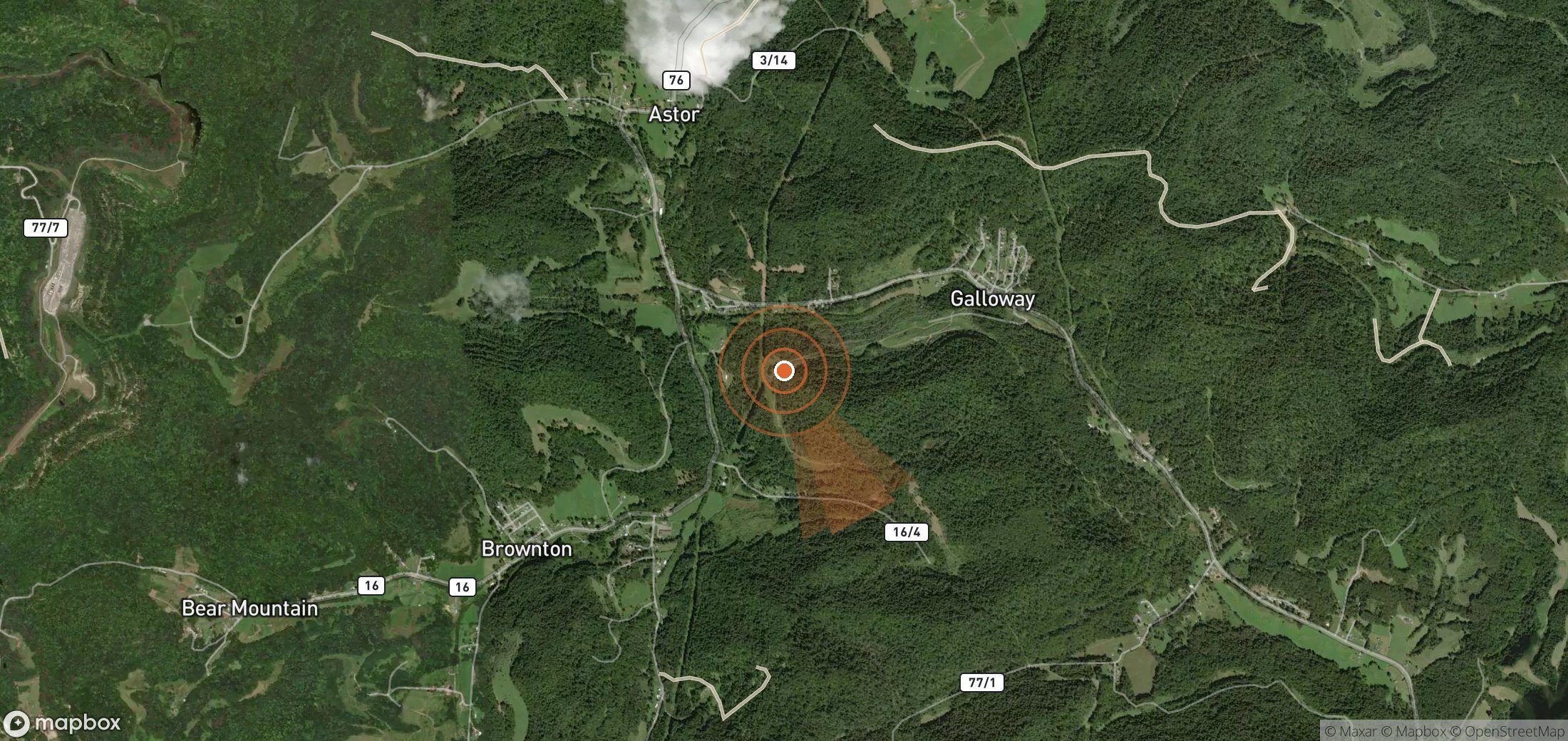 Satellite map of methane plume locations in United States
