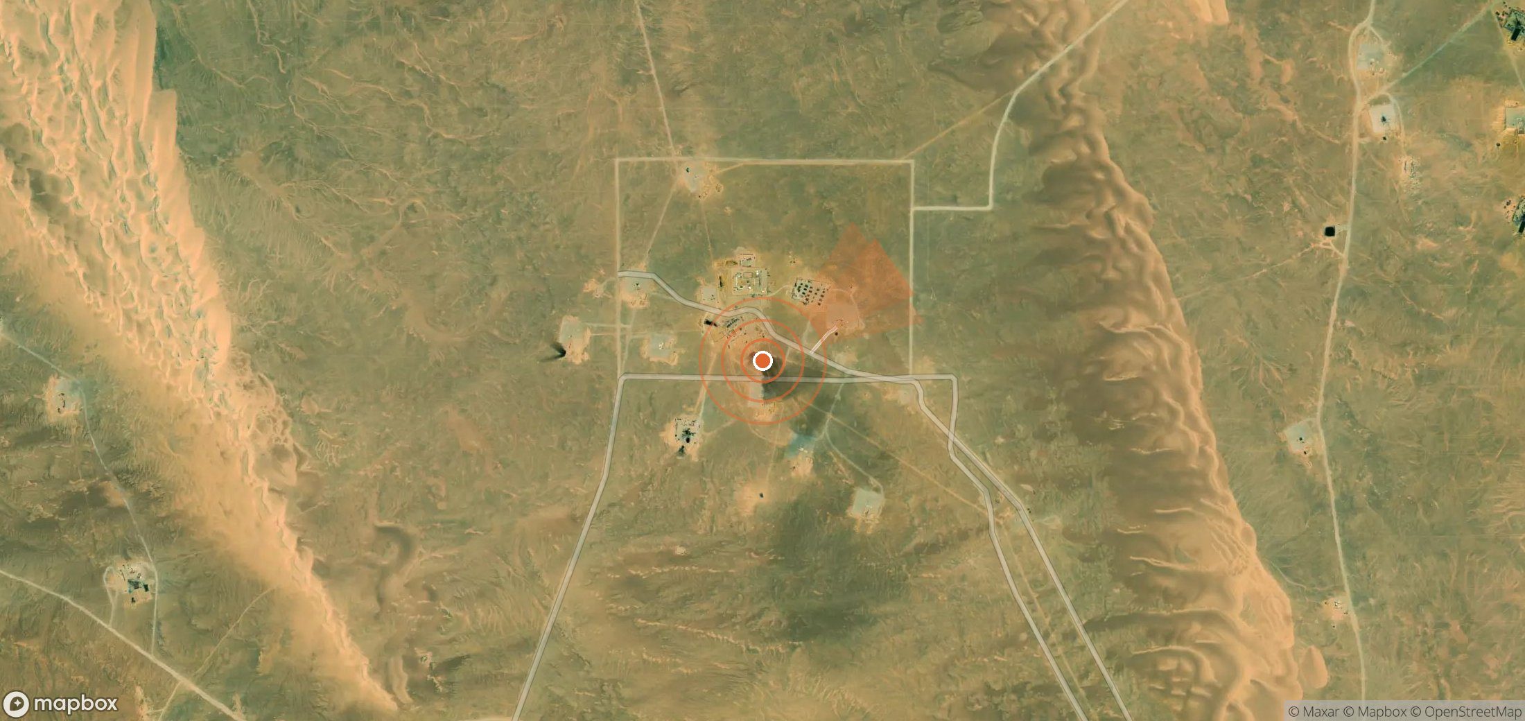 Satellite map of methane plume locations in Egypt