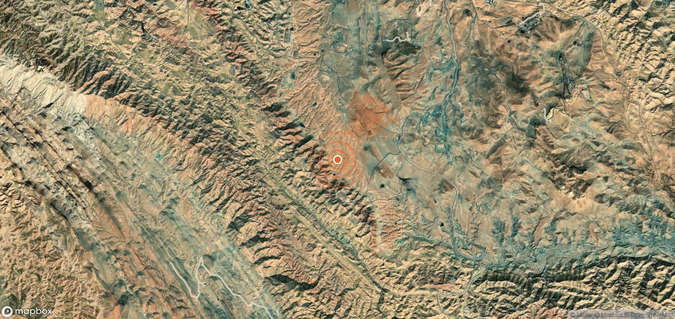 Satellite map of methane plume locations in Iran