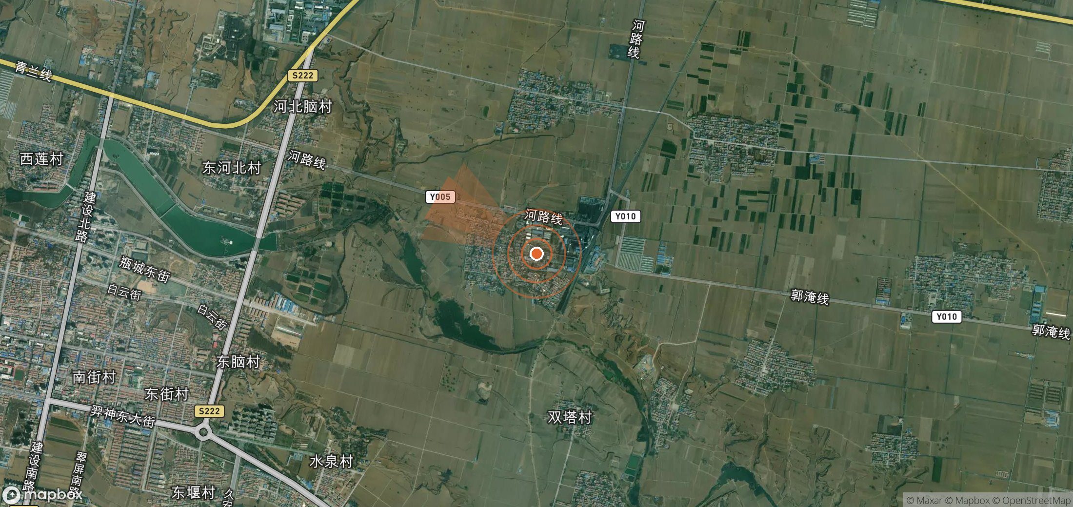 Satellite map of methane plume locations in China