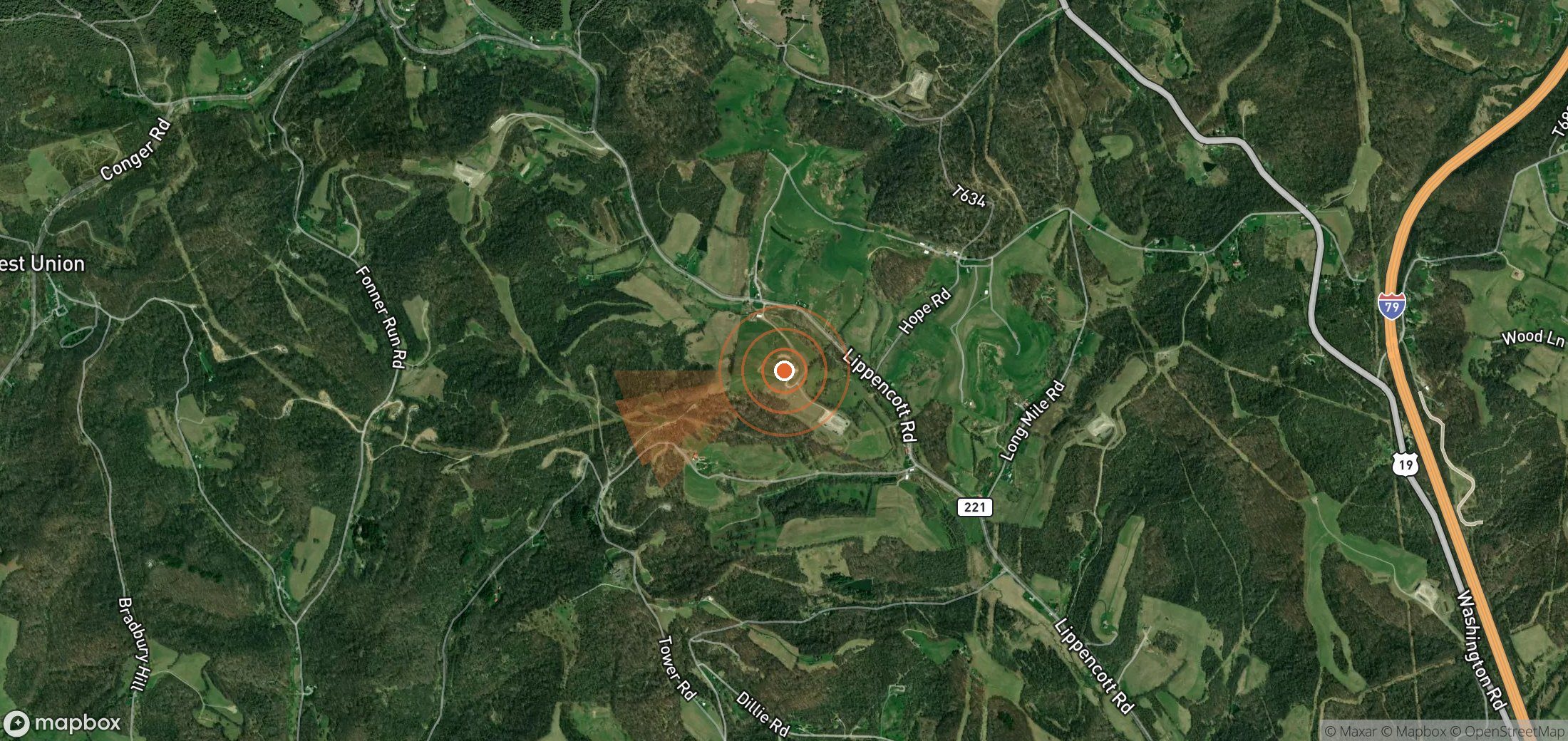 Satellite map of methane plume locations in United States