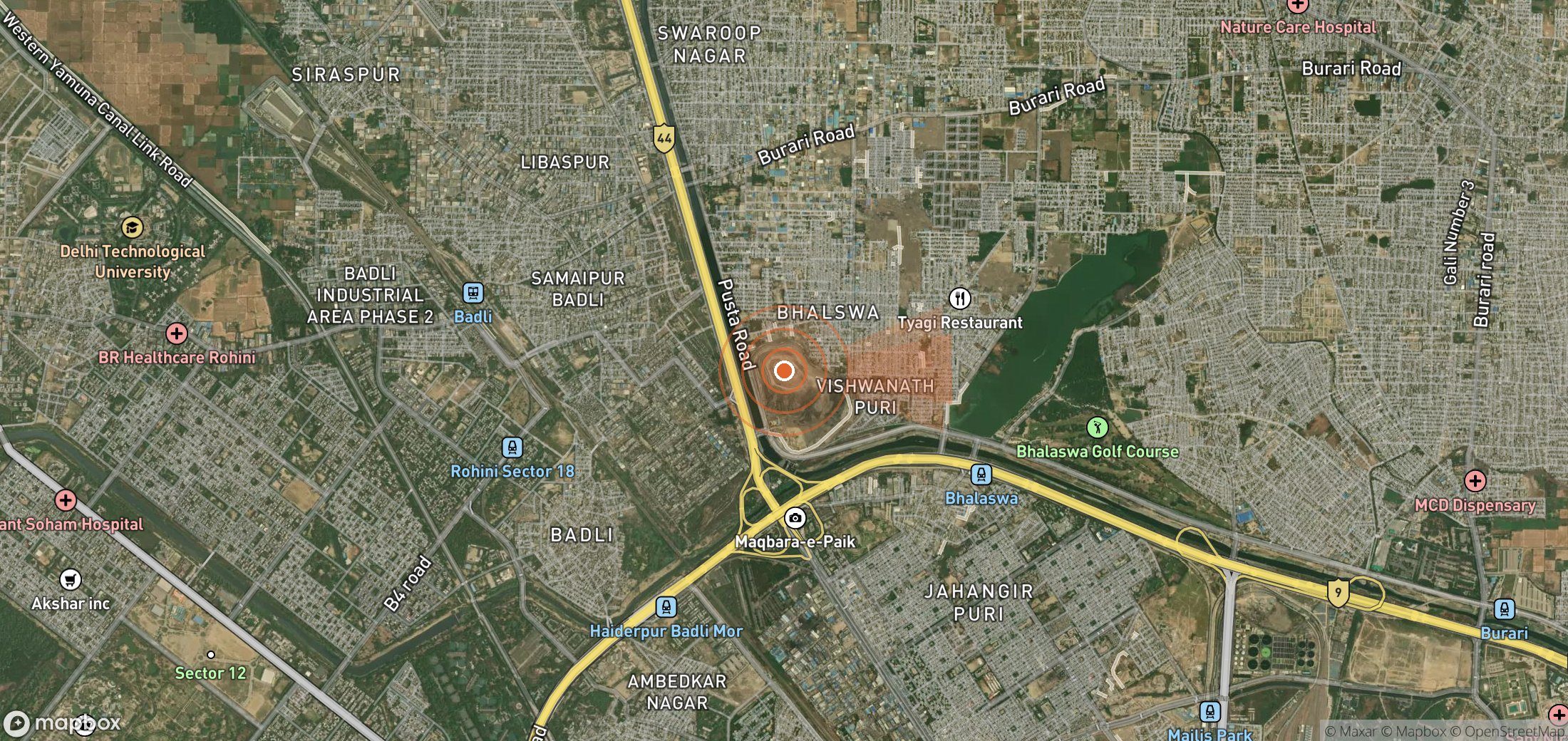Satellite map of methane plume locations in India