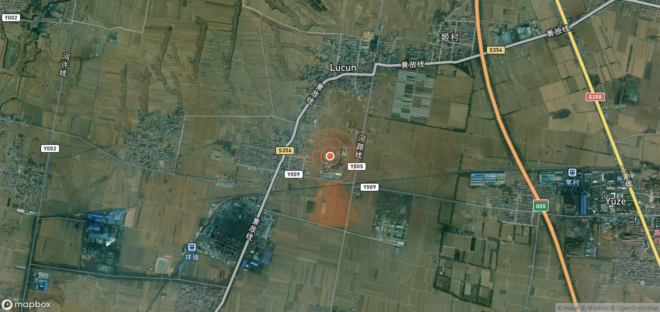 Satellite map of methane plume locations in China