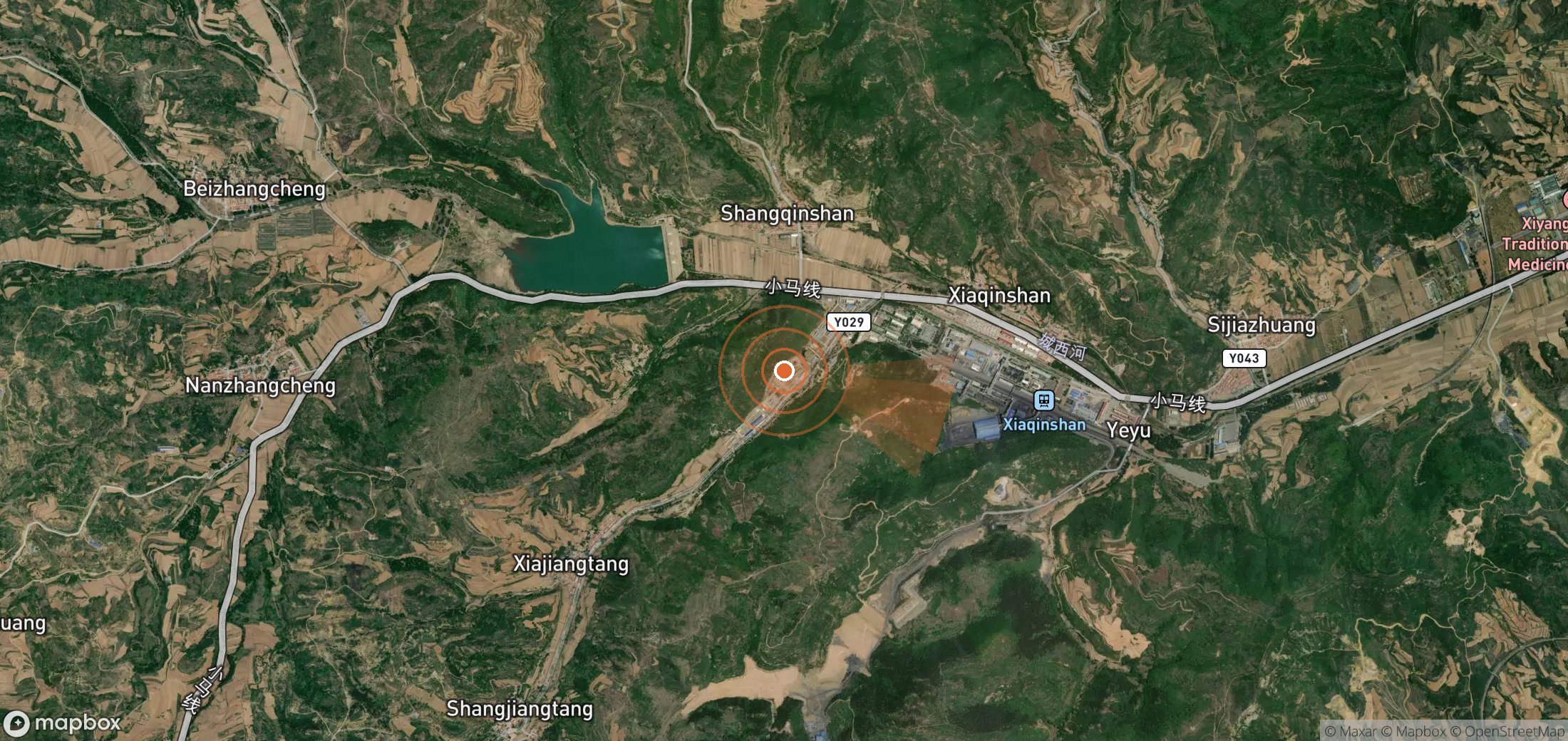 Satellite map of methane plume locations in China