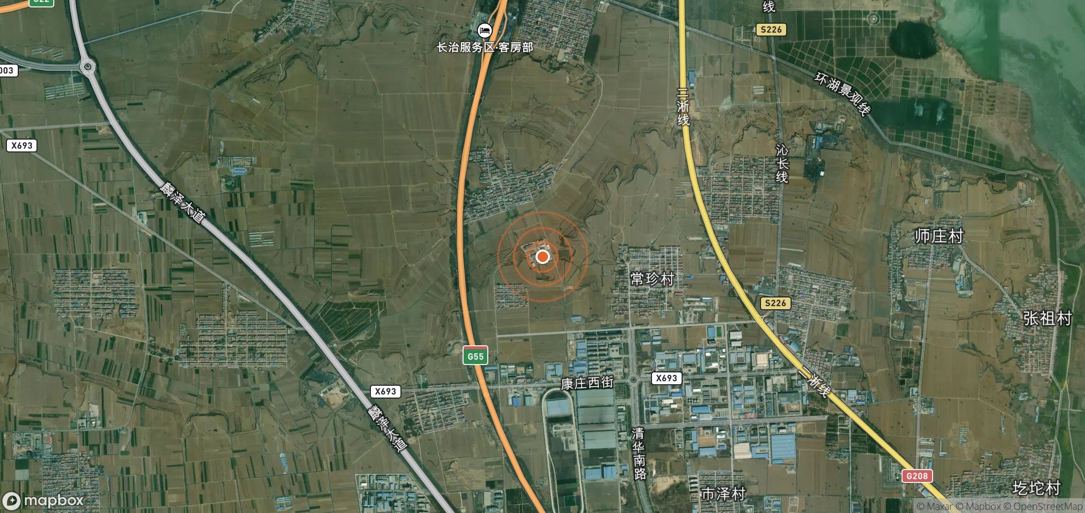 Satellite map of methane plume locations in China