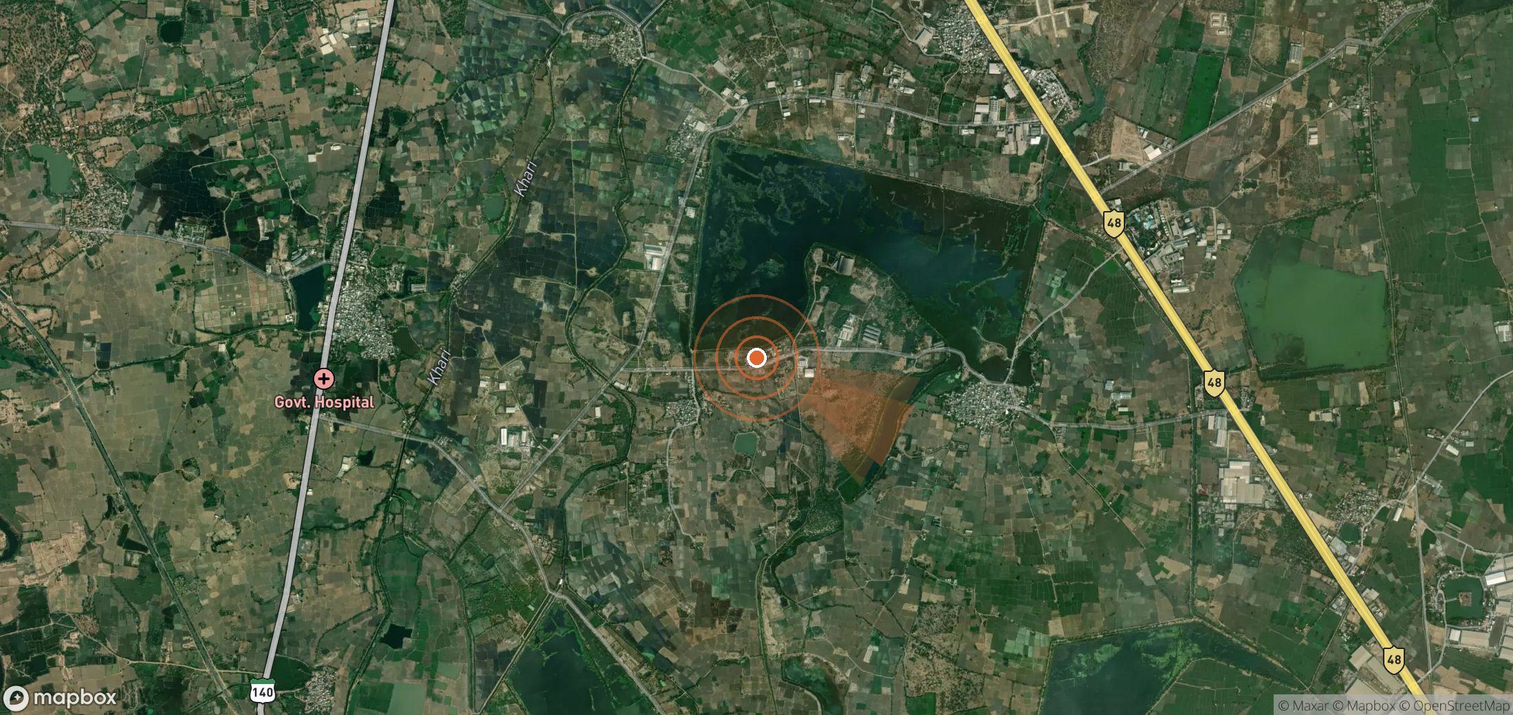 Satellite map of methane plume locations in India