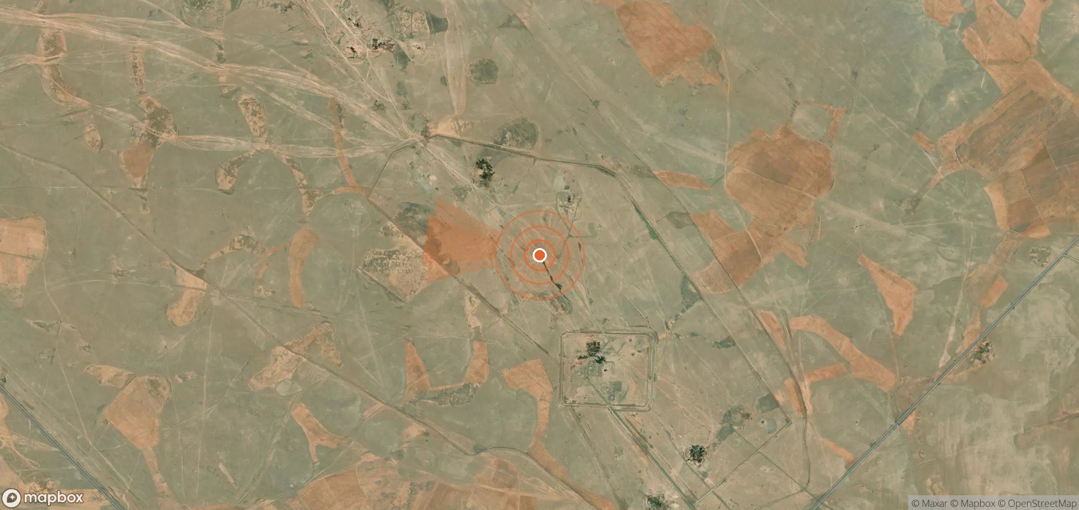 Mapa satelital de plumas de metano en Siria