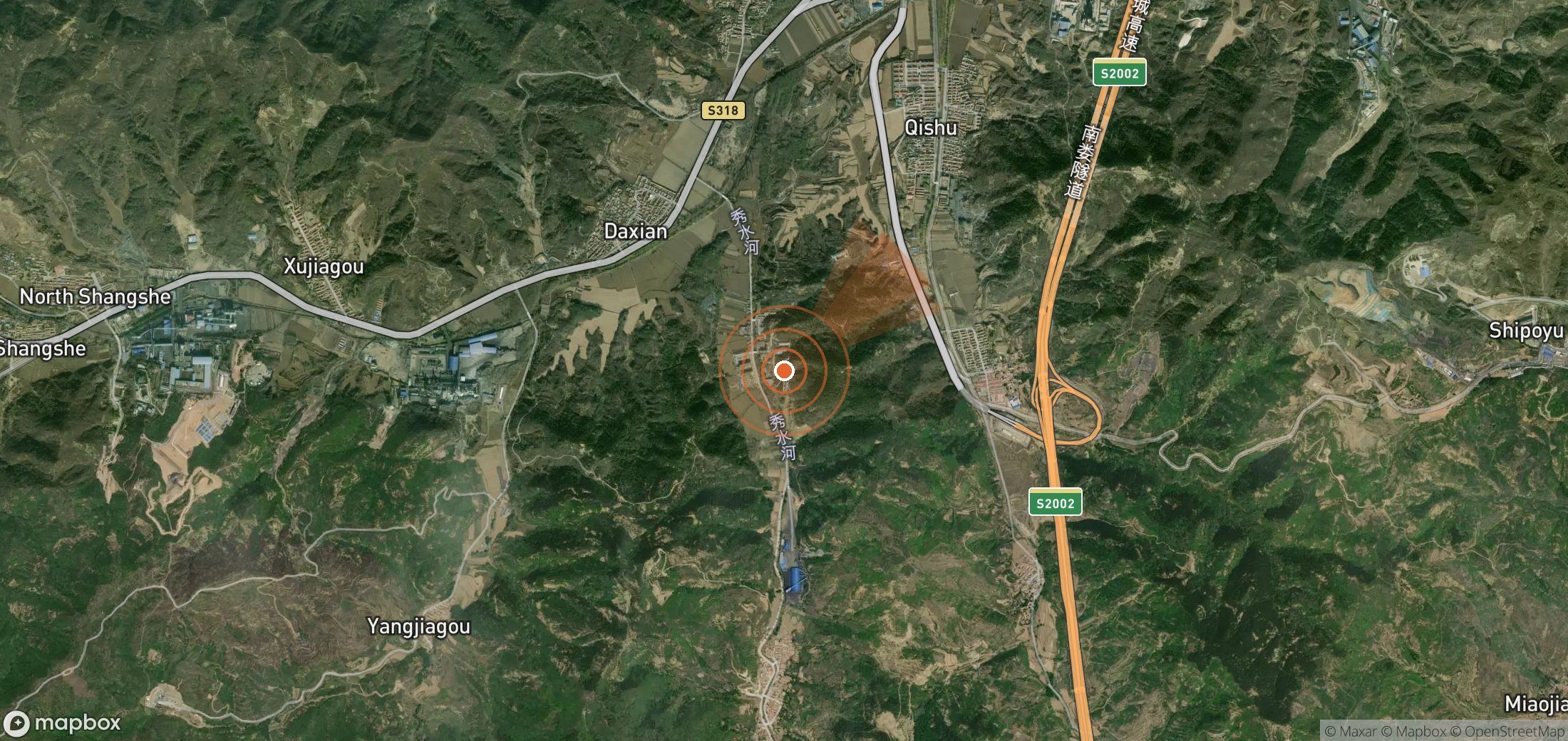 Mapa satelital de plumas de metano en China