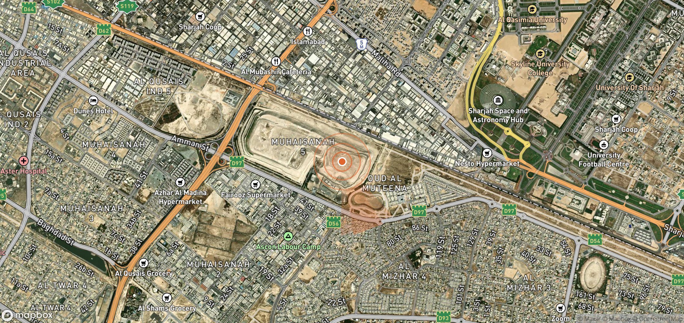 Satellite map of methane plume locations in United Arab Emirates