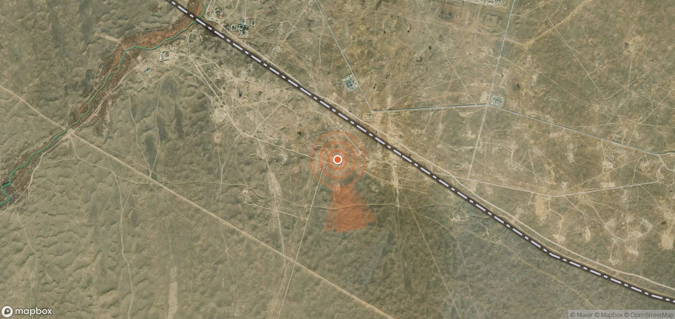 Satellite map of methane plume locations in Turkmenistan