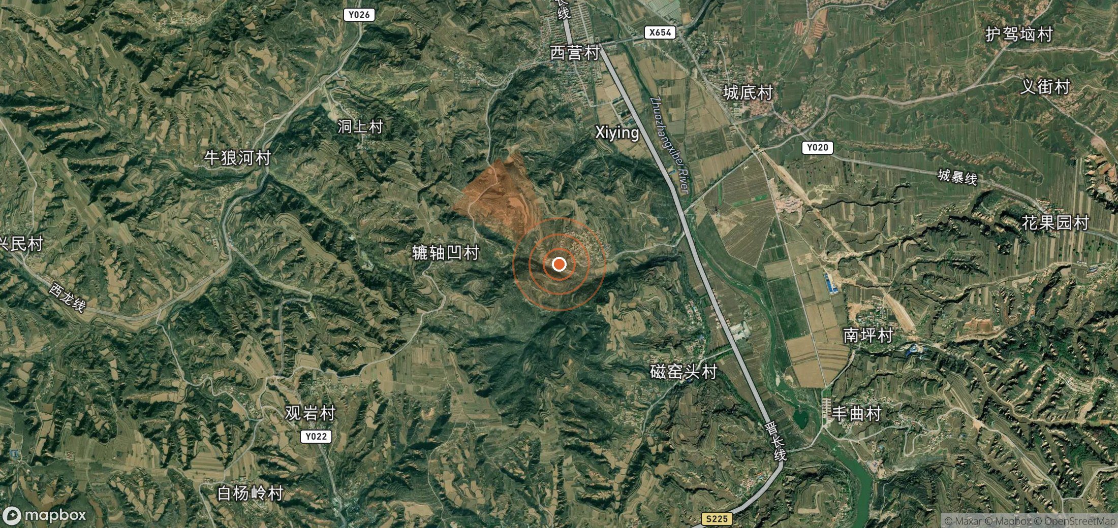 Satellite map of methane plume locations in China