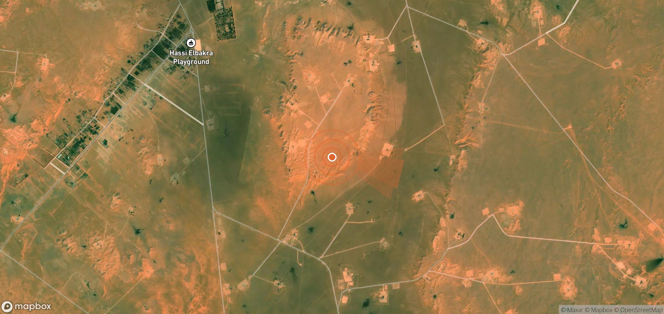 Satellite map of methane plume locations in Algeria