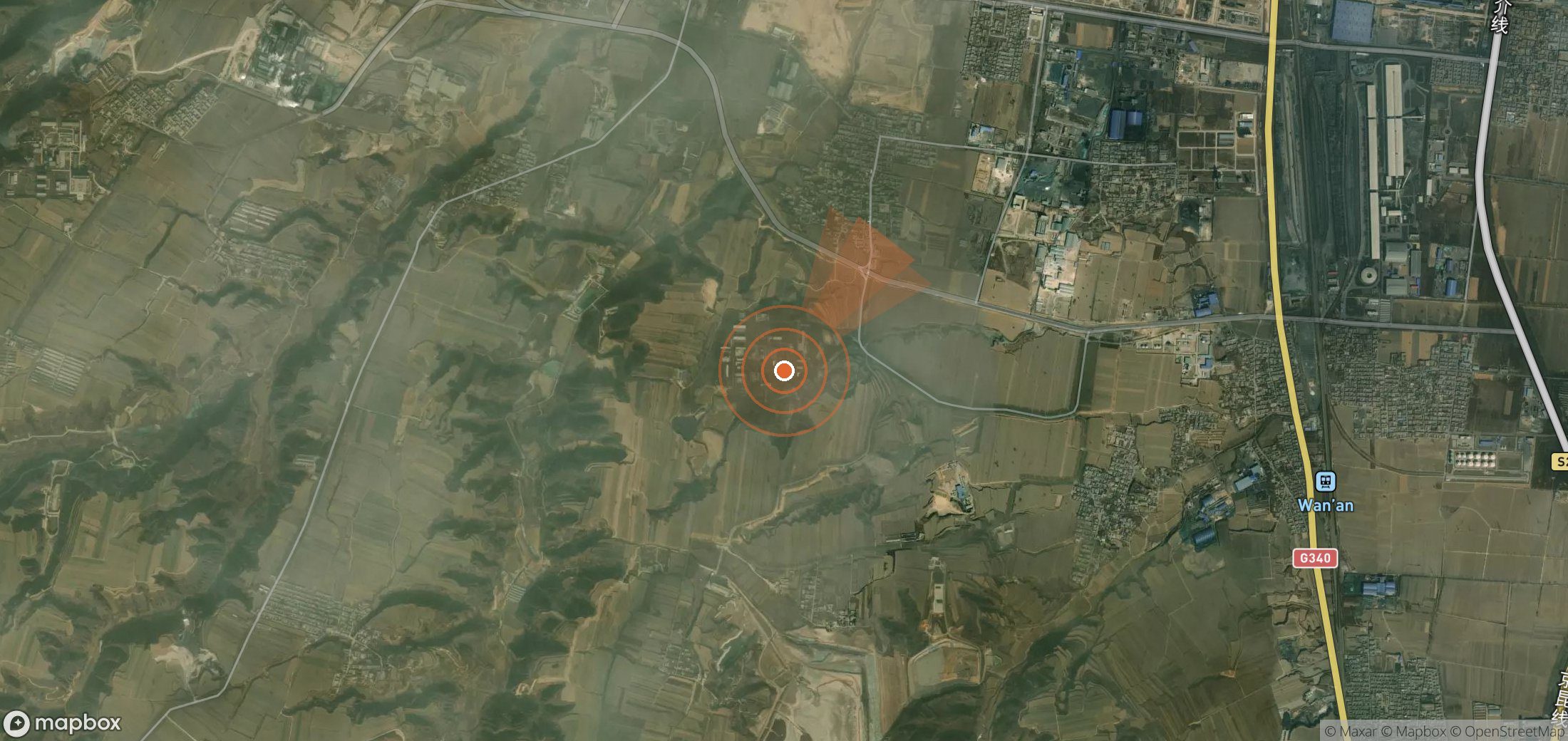Satellite map of methane plume locations in China