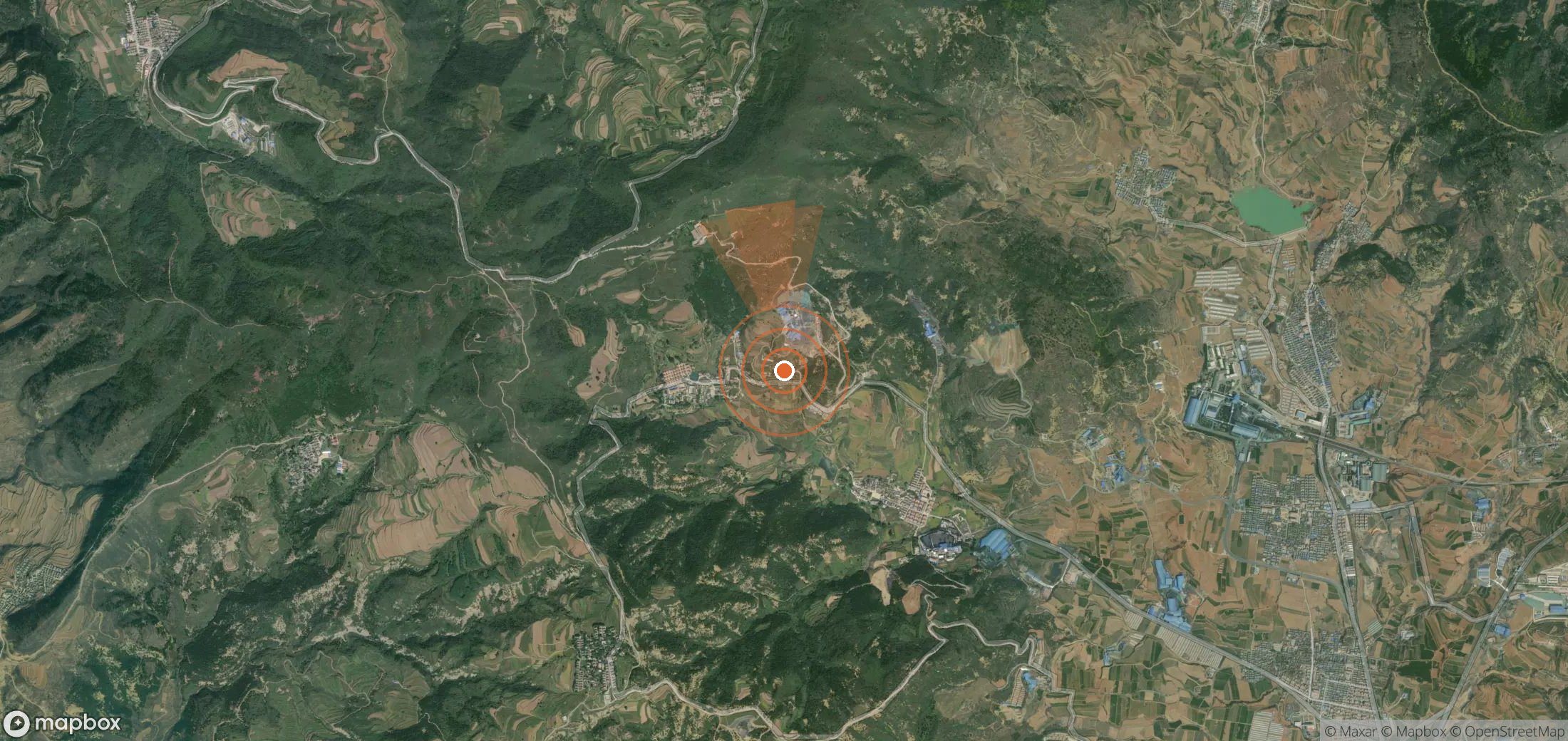 Satellite map of methane plume locations in China